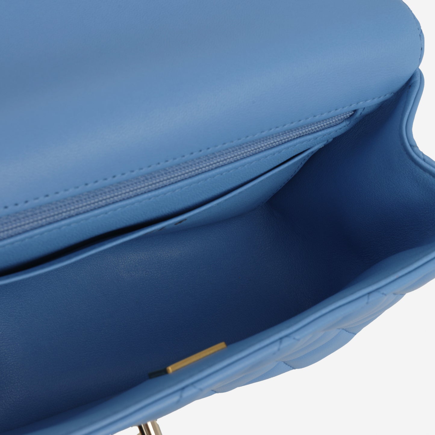 Chanel Mini Top Handle Flap - Blue Lambskin  | Champagne Gold Hardware