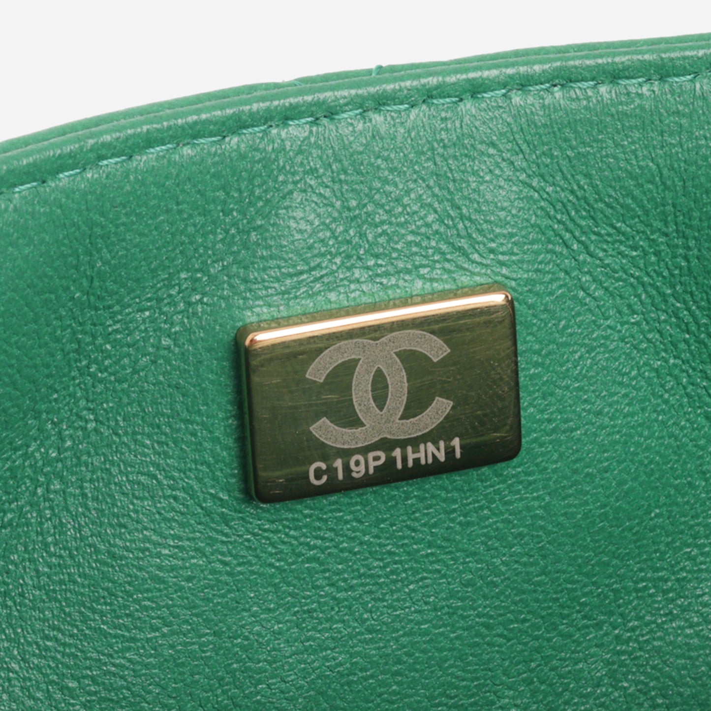 Chanel Mini Square - Green Lambskin | Champagne Gold Hardware