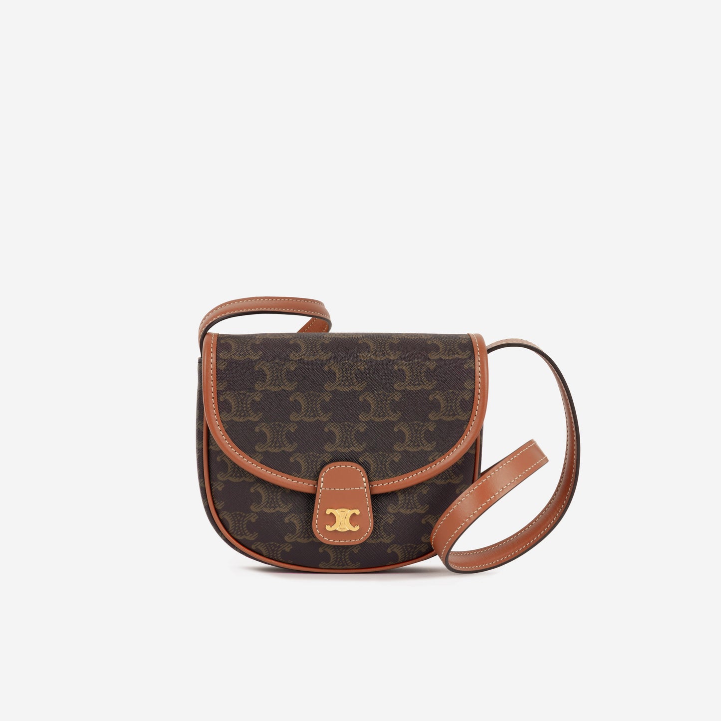 Celine Mini Besace - Black / TanTriomphe Canvas | Gold Hardware