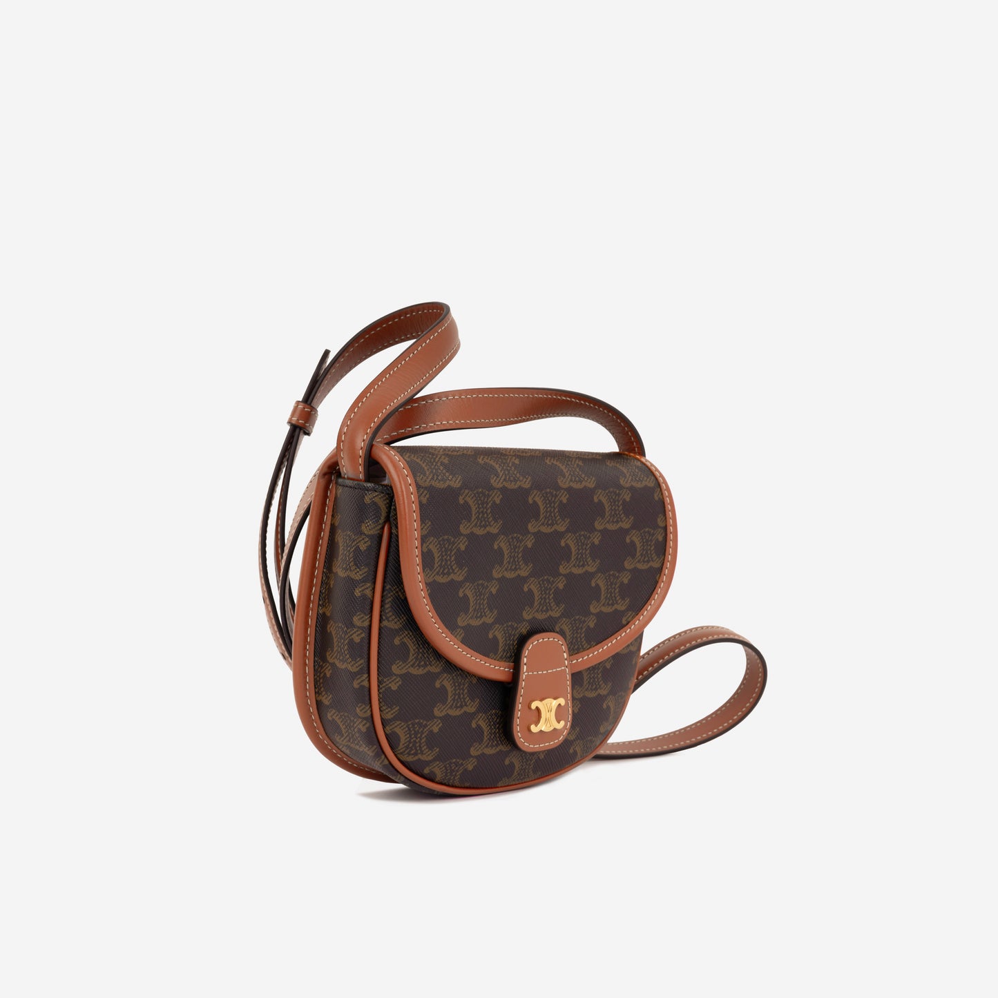 Celine Mini Besace - Black / TanTriomphe Canvas | Gold Hardware