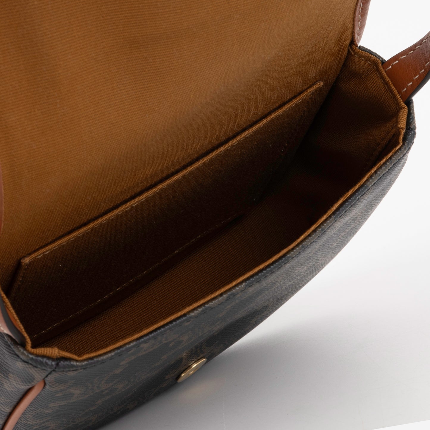 Celine Mini Besace - Black / TanTriomphe Canvas | Gold Hardware