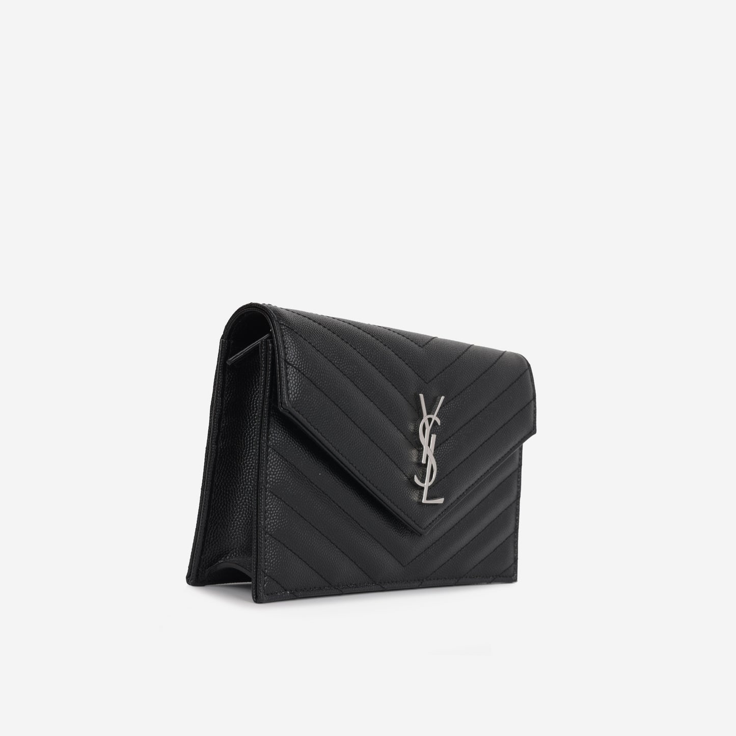 Saint Laurent Mini Cassandre WOC – Black Grained Calfskin | Silver Hardware