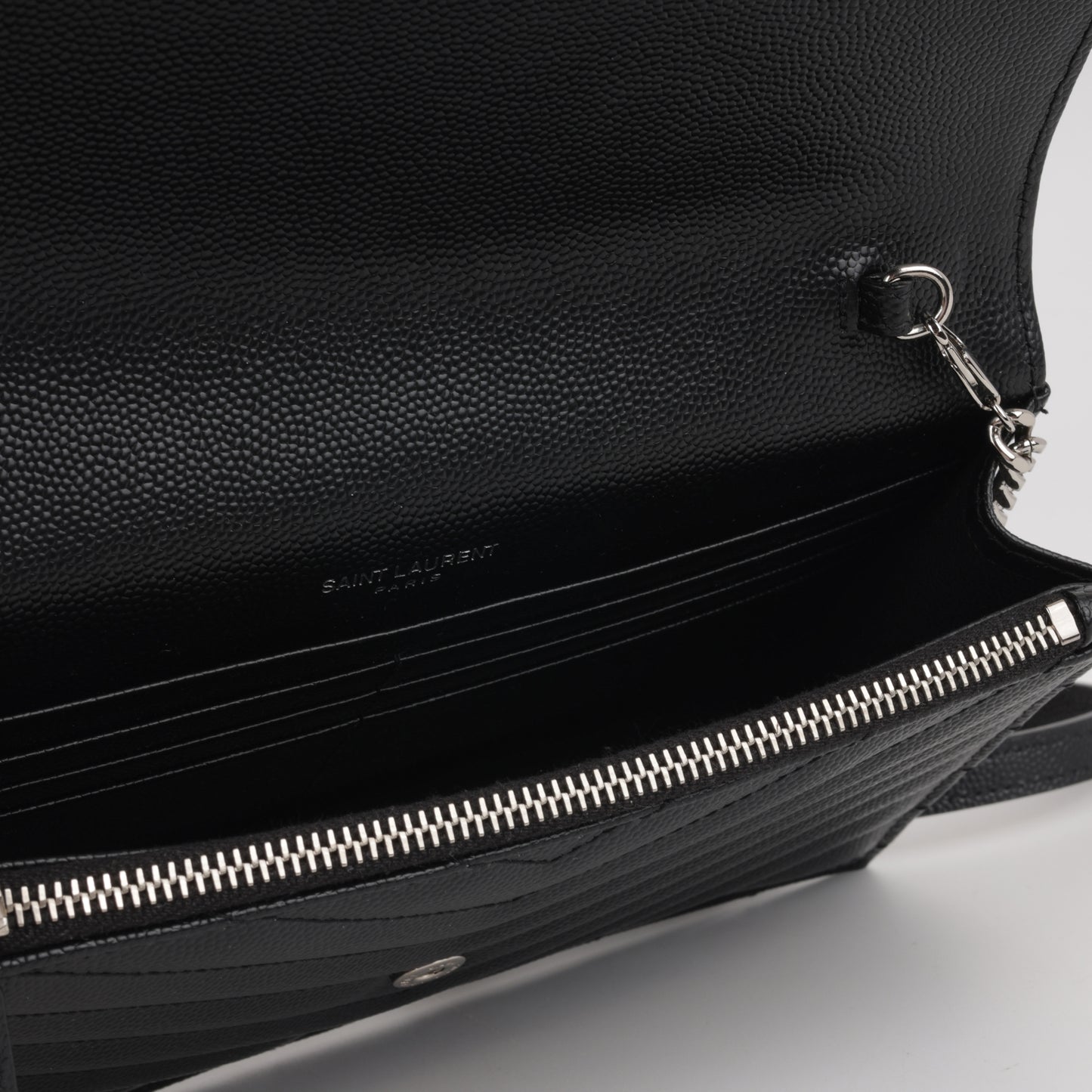 Saint Laurent Mini Cassandre WOC – Black Grained Calfskin | Silver Hardware