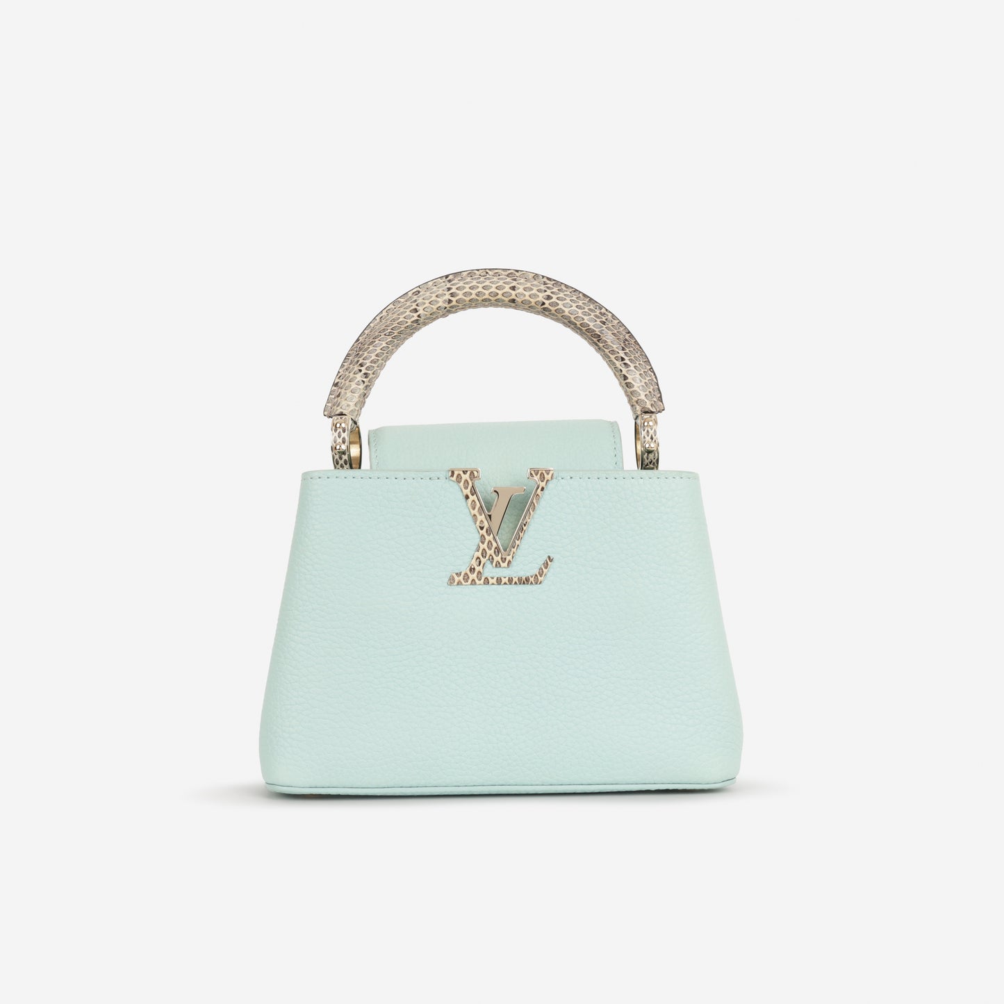 Louis Vuitton Mini Capucines - Light Blue Taurillion / Python Handle | Champagne Gold Hardware - Bagista