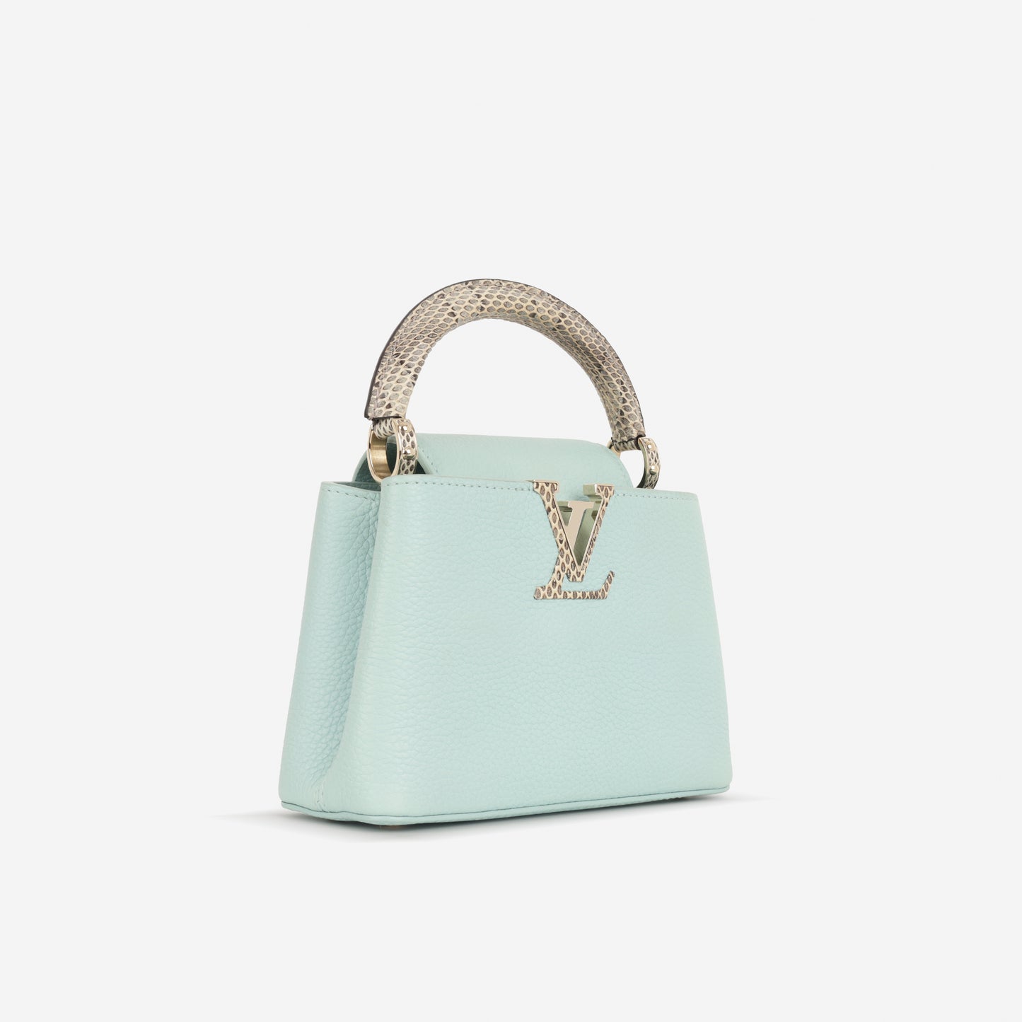 Louis Vuitton Mini Capucines - Light Blue Taurillion / Python Handle | Champagne Gold Hardware - Bagista