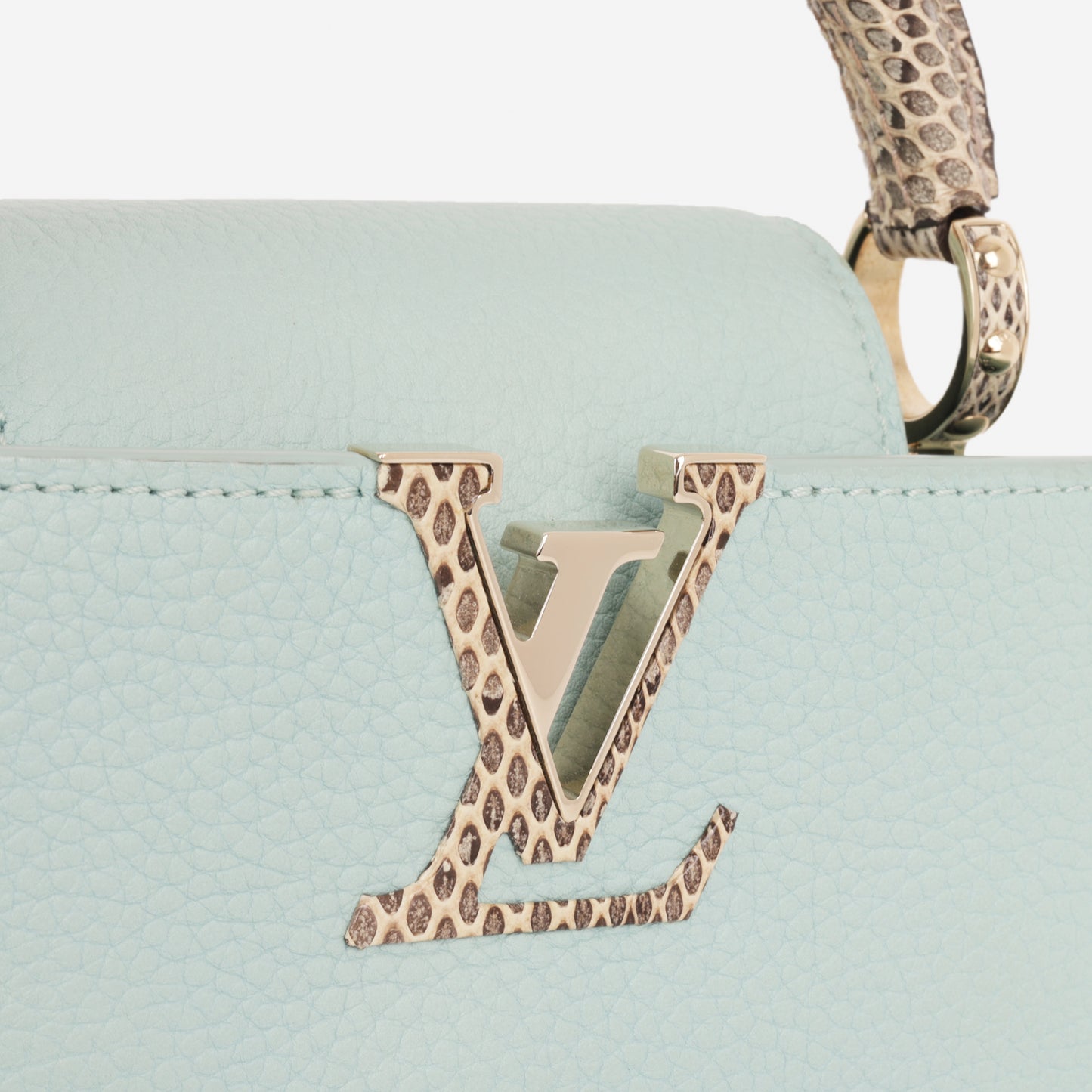 Louis Vuitton Mini Capucines - Light Blue Taurillion / Python Handle | Champagne Gold Hardware - Bagista