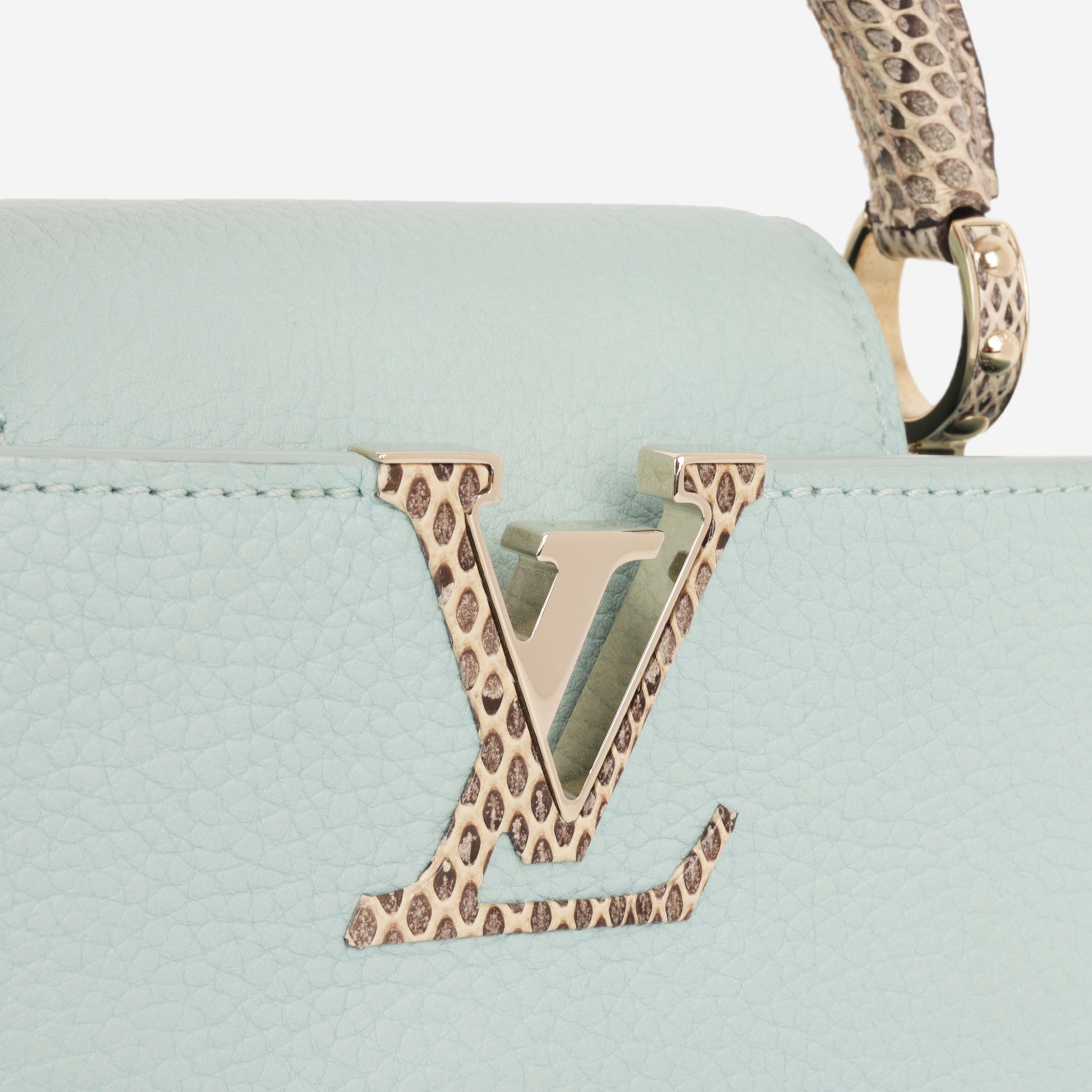 Louis Vuitton Mini Capucines - Light Blue Taurillion / Python Handle | Champagne Gold Hardware - Bagista