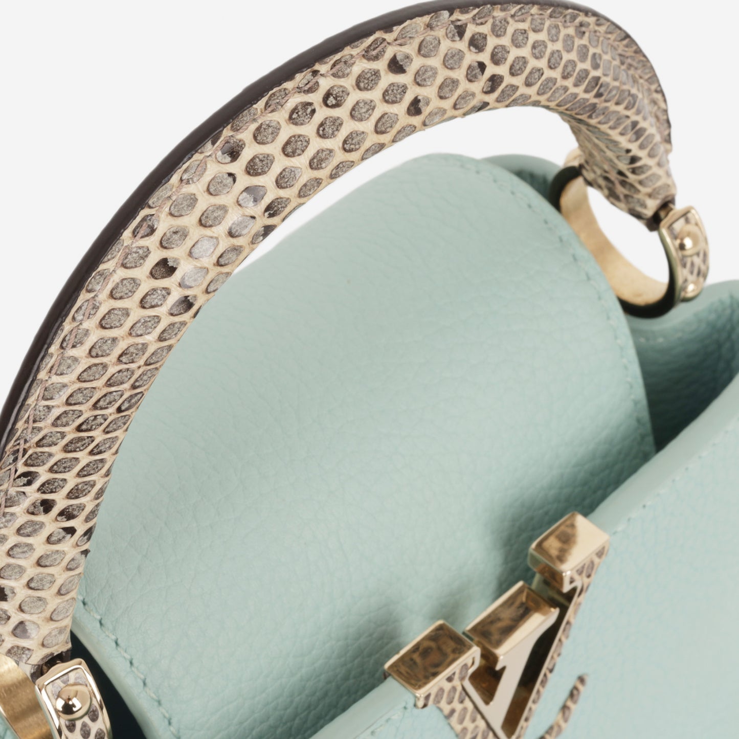 Louis Vuitton Mini Capucines - Light Blue Taurillion / Python Handle | Champagne Gold Hardware - Bagista