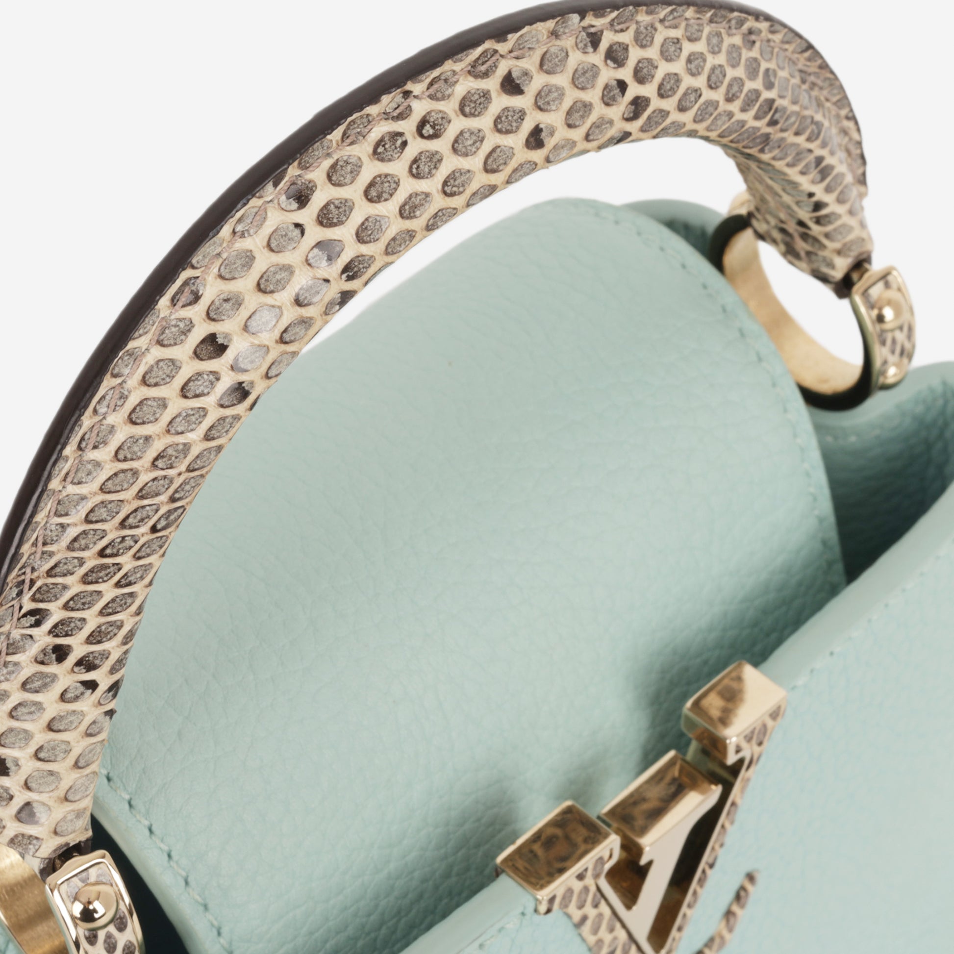 Louis Vuitton Mini Capucines - Light Blue Taurillion / Python Handle | Champagne Gold Hardware - Bagista
