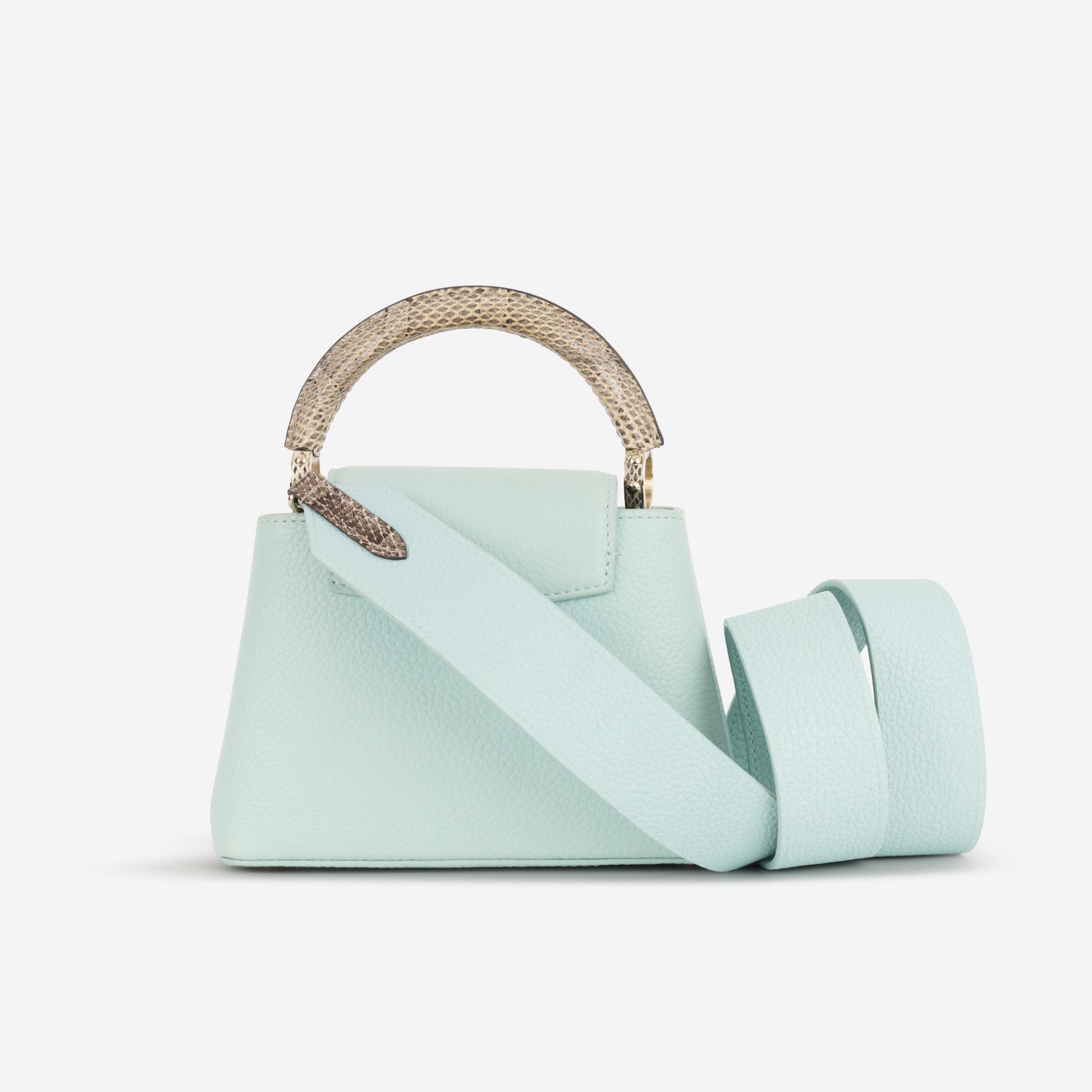 Louis Vuitton Mini Capucines - Light Blue Taurillion / Python Handle | Champagne Gold Hardware - Bagista