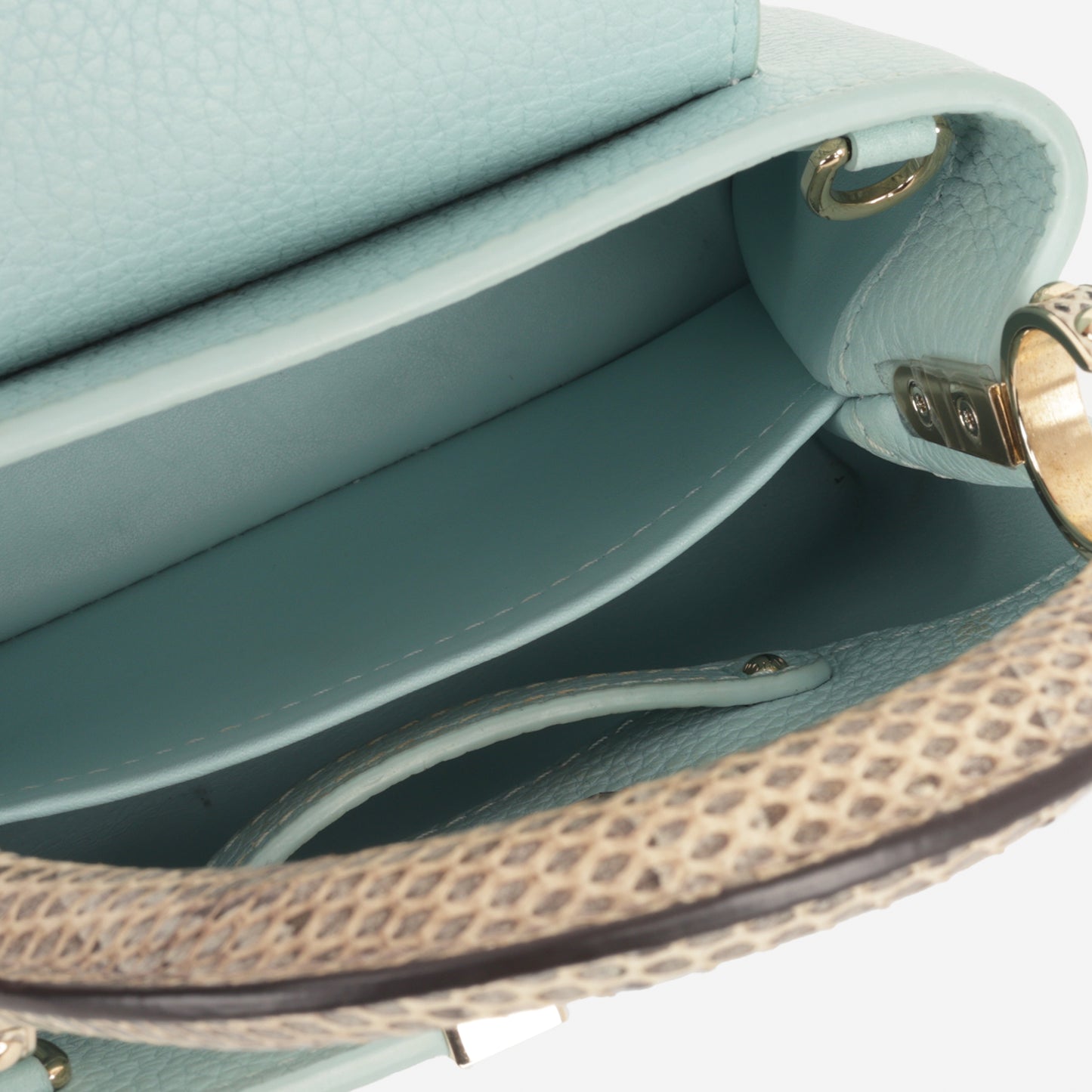 Louis Vuitton Mini Capucines - Light Blue Taurillion / Python Handle | Champagne Gold Hardware - Bagista