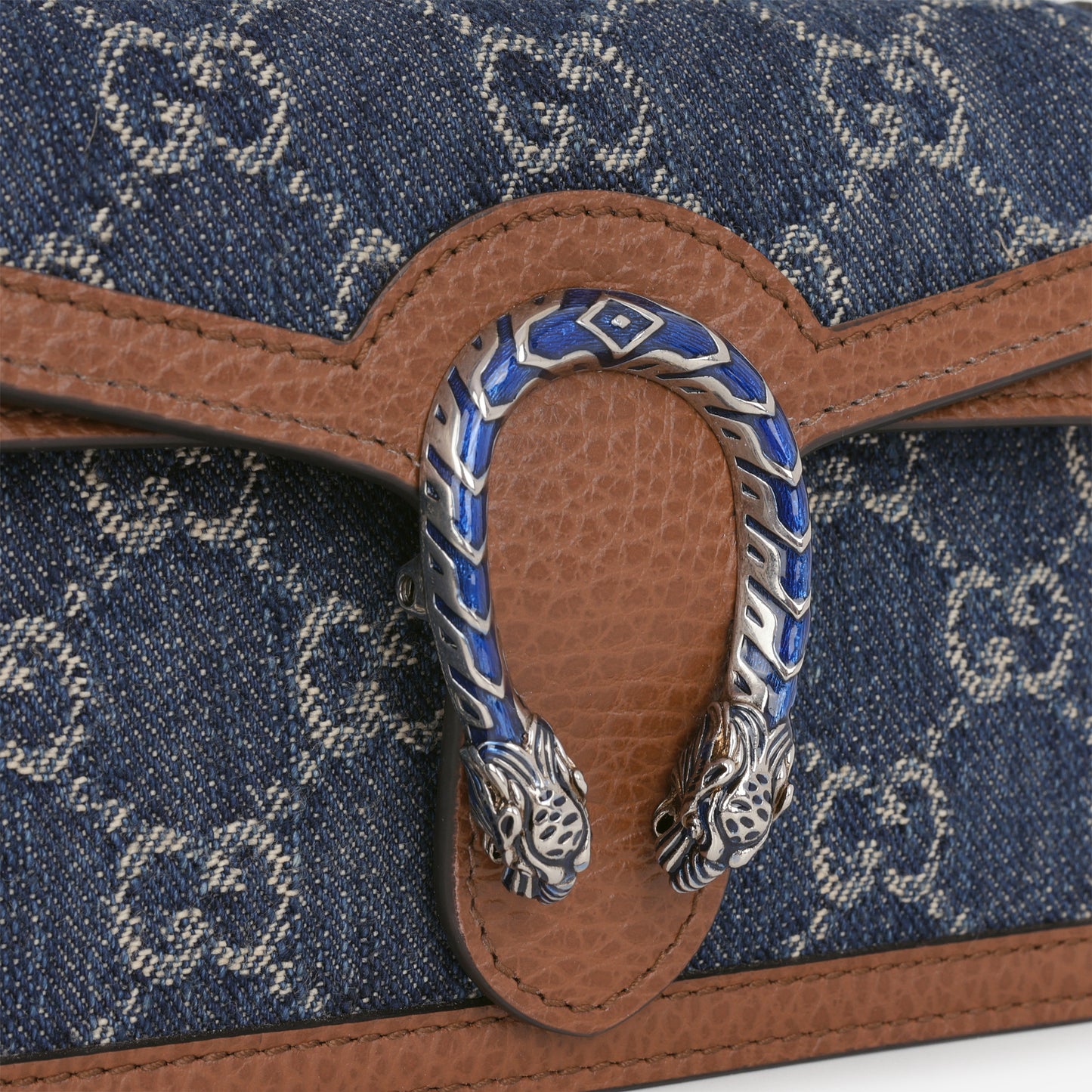 Gucci Super Mini Dionysus - Denim / Tan Calfskin | Silver Hardware