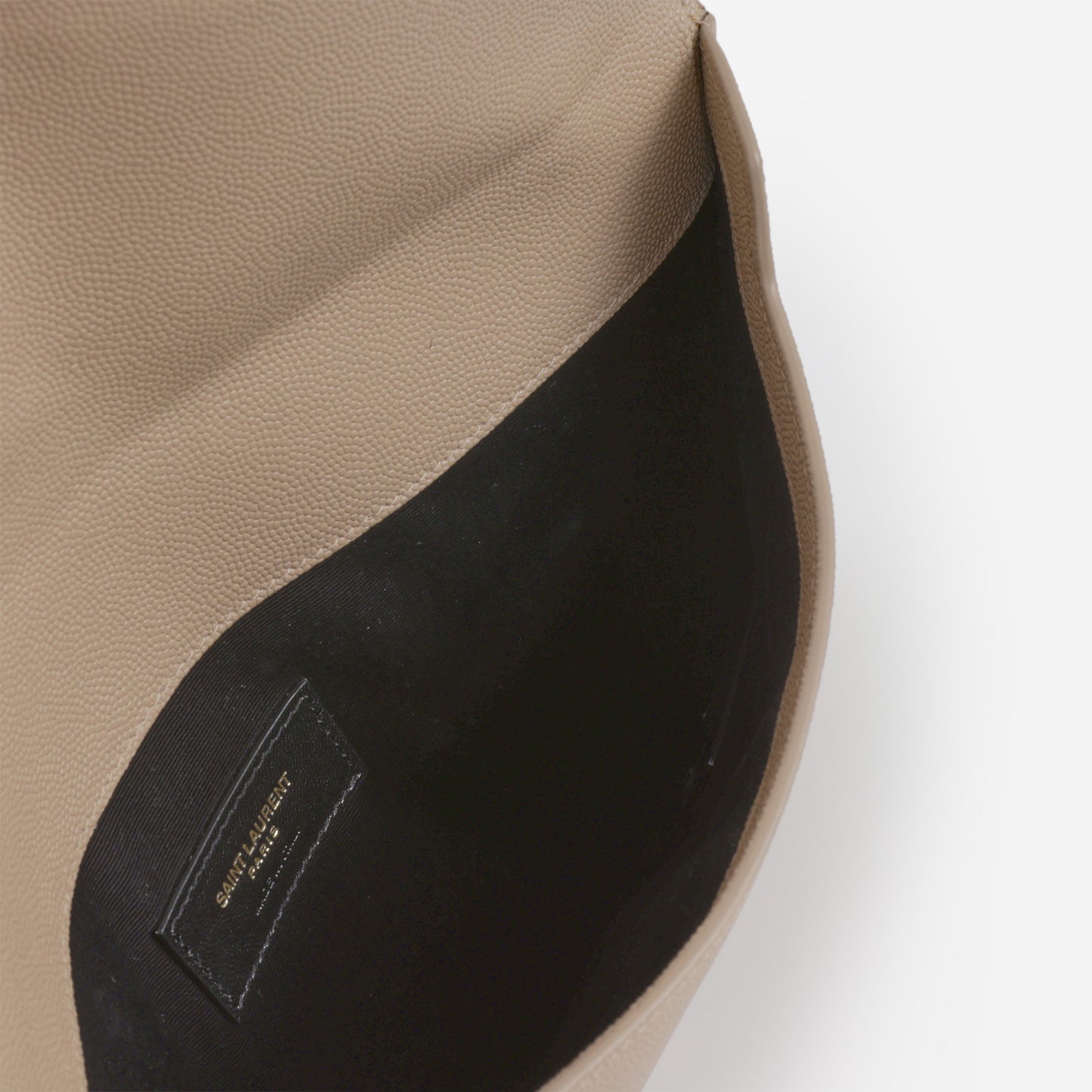 Saint Laurent Uptown Pouch - Dark Beige Grained Calfskin | Gold Hardware