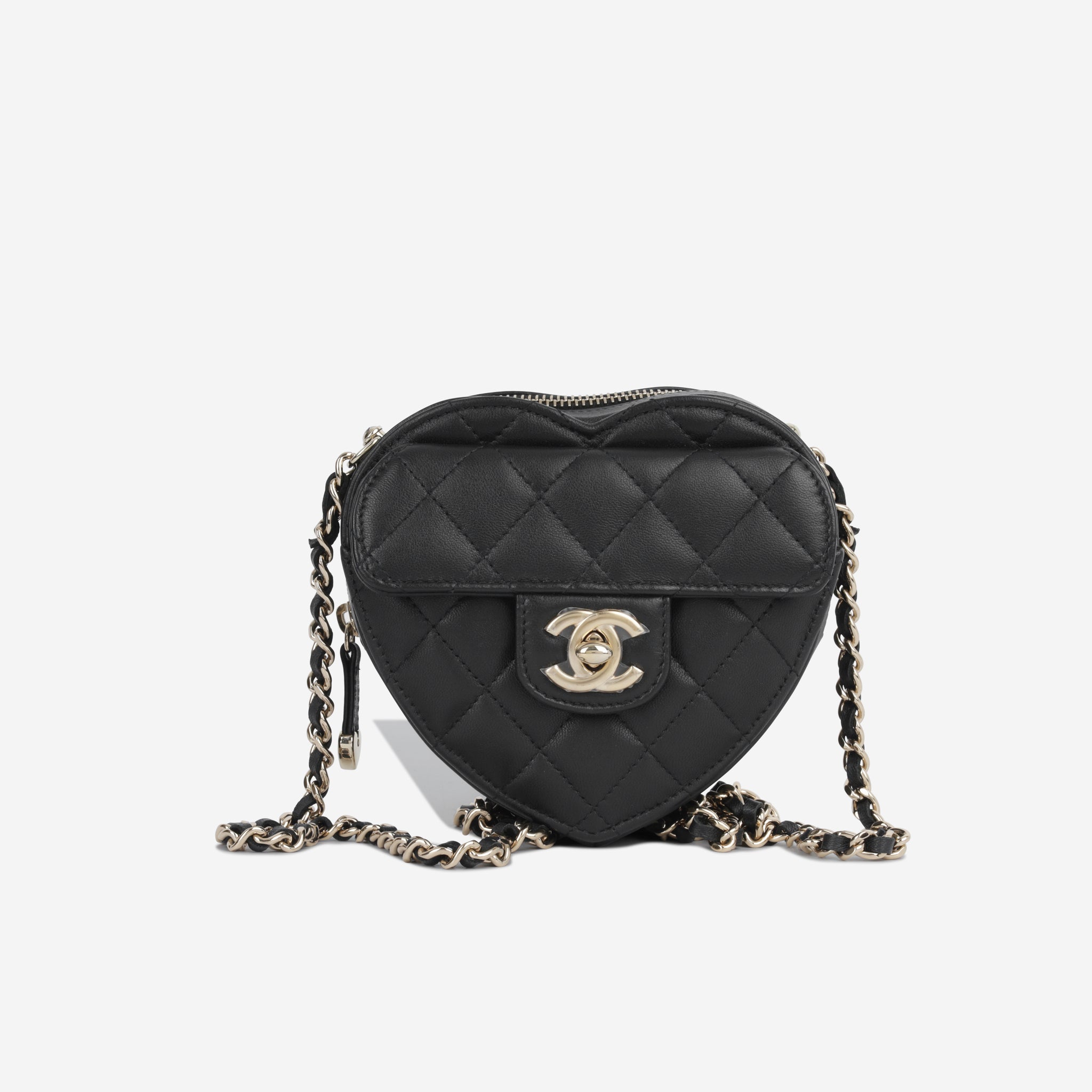 Chanel - Small Heart Bag - Black Lambskin - CGHW - Unused 2022