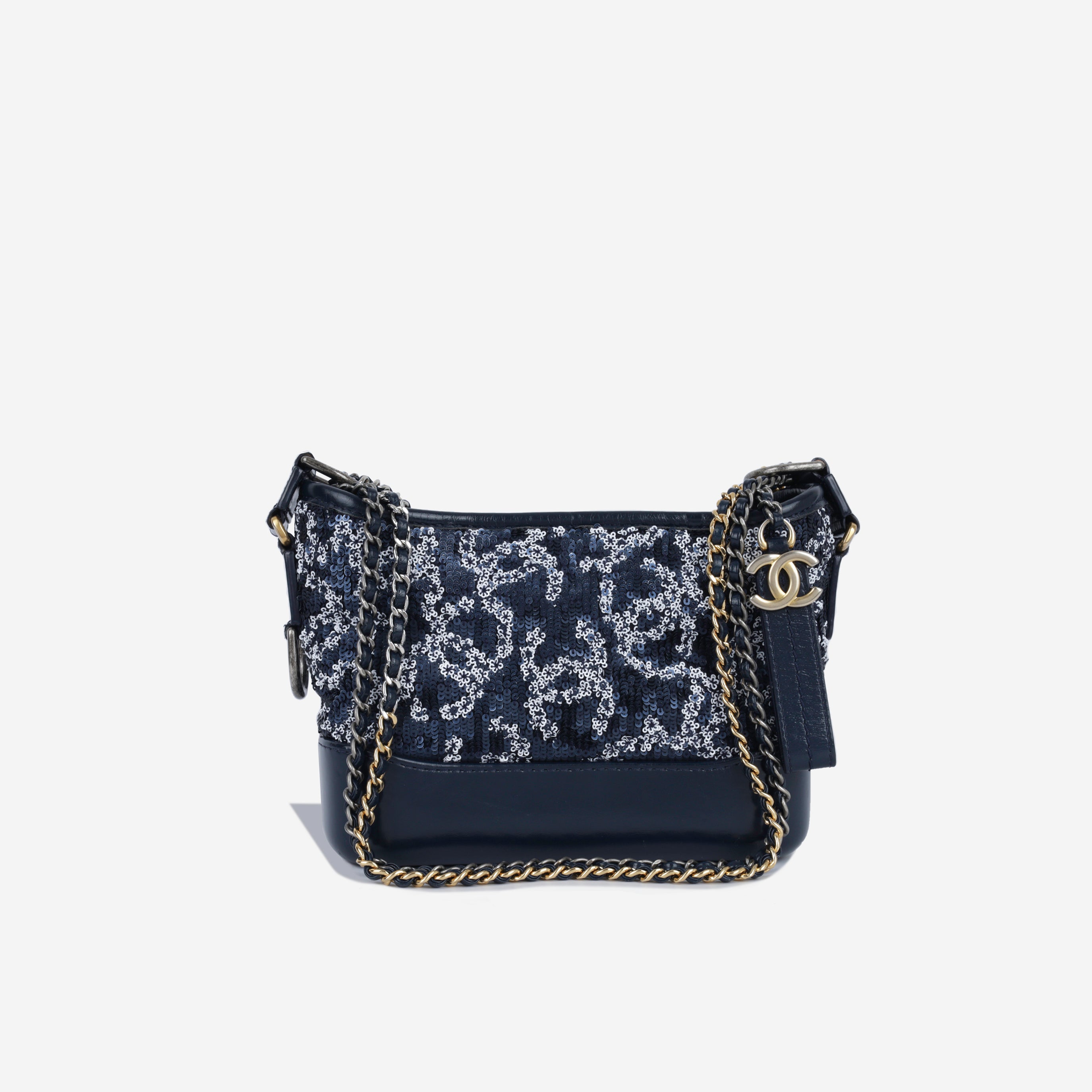 Chanel - Small Gabrielle - Navy Logo Motif Sequin - MHW - Pre