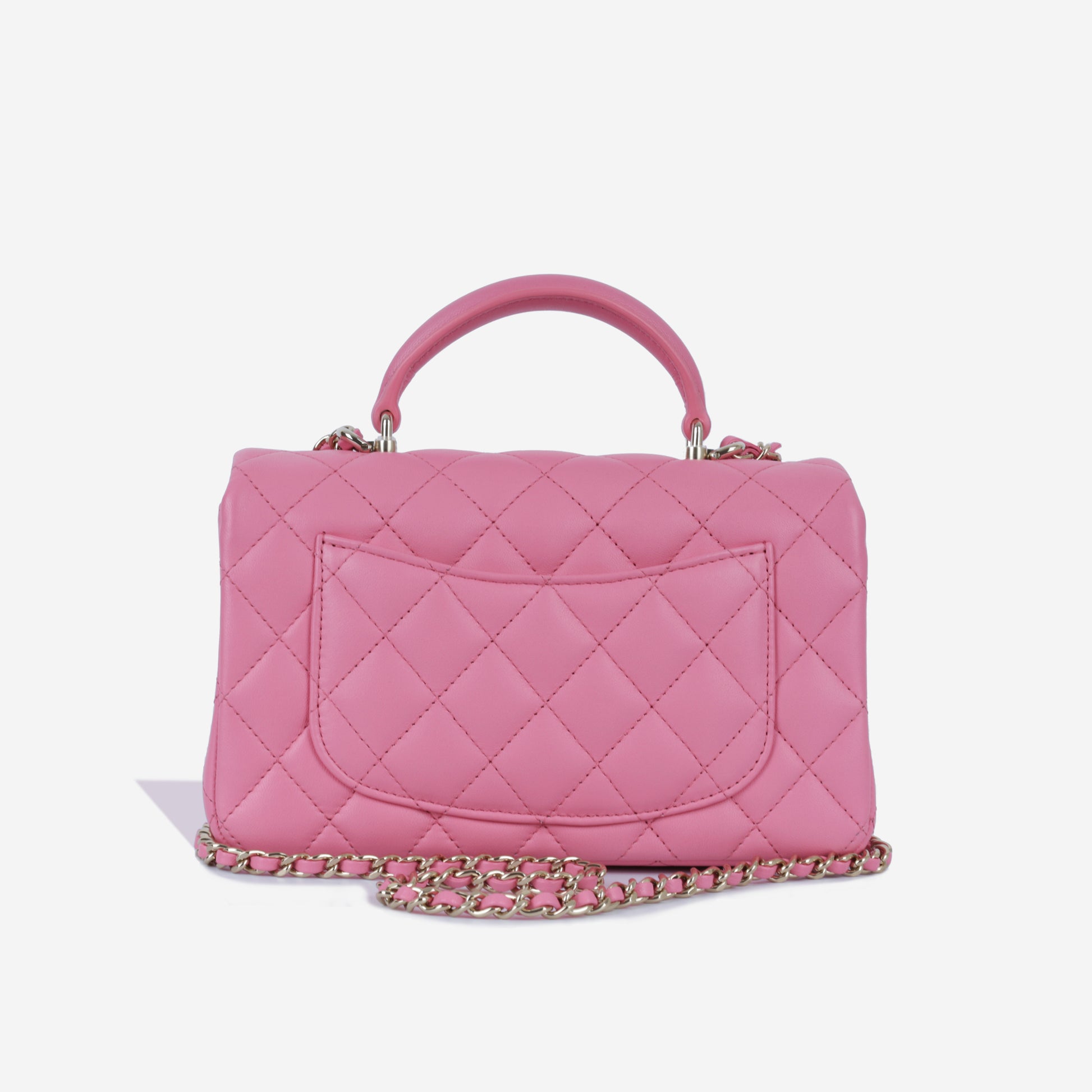 Chanel Mini Rectangular Top Handle Classic Flap Bag Pink