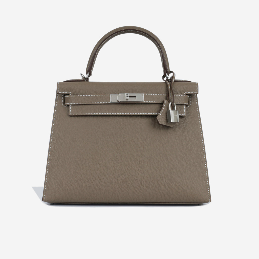 Hermes Kelly 25 Sellier Gris Asphalte Epsom Palladium Hardware