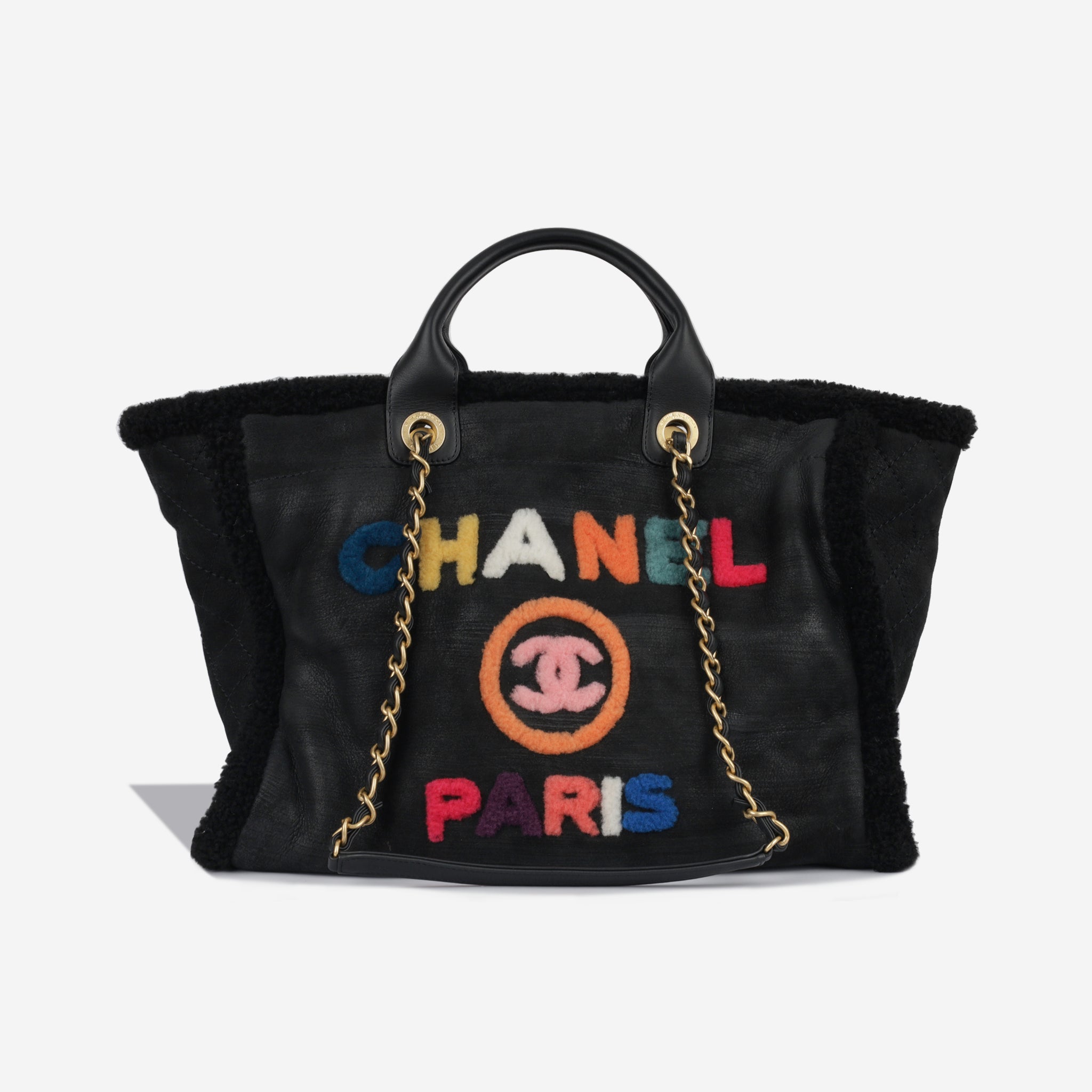 Chanel - Deauville - Large Tote - Black Shearling - Multi - GHW - 2021