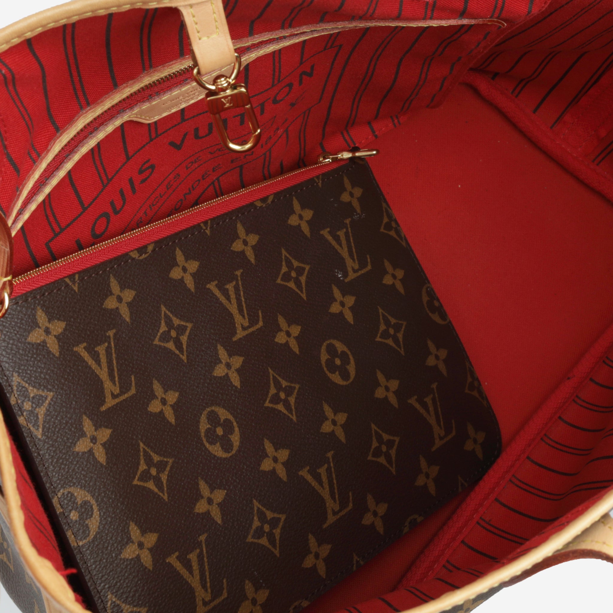 Louis Vuitton - Neverfull MM - Monogram Canvas / Cerise Red Interior - Pre  Loved