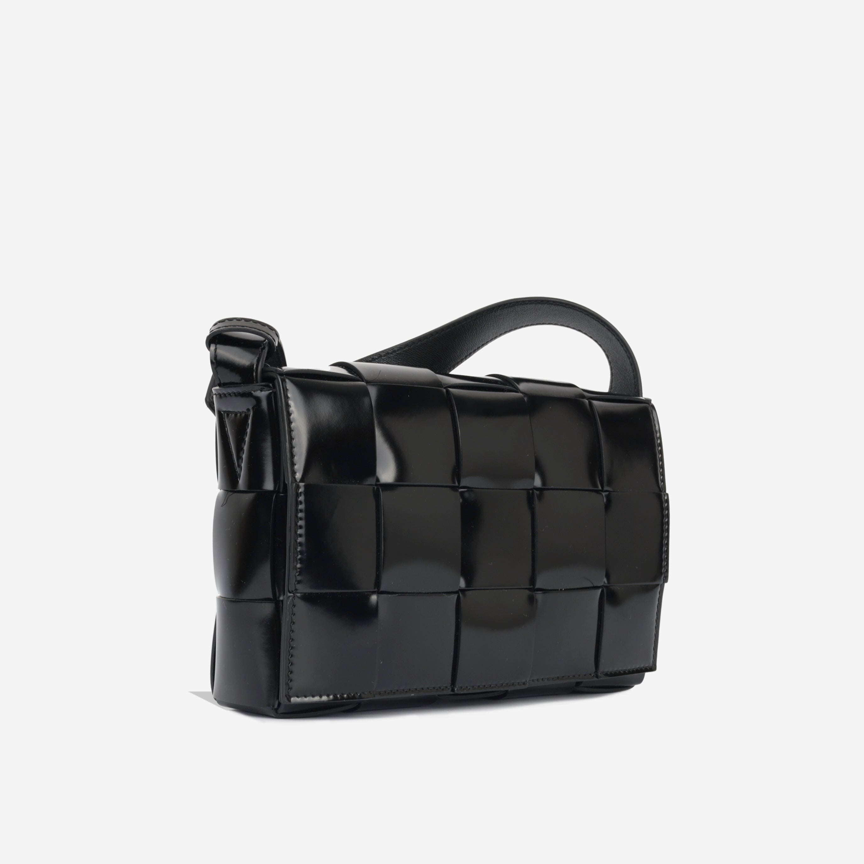 Bottega Veneta - Cassette Bag - Black Patent Intrecciato - Unused