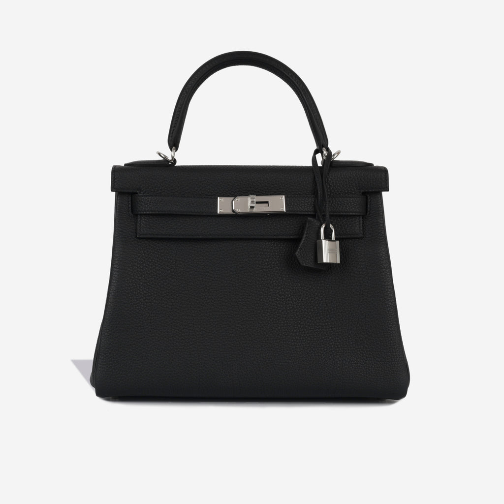 Hermes Kelly Sellier Epsom Palladium 25 Noir in Epsom Leather with  Palladium - US