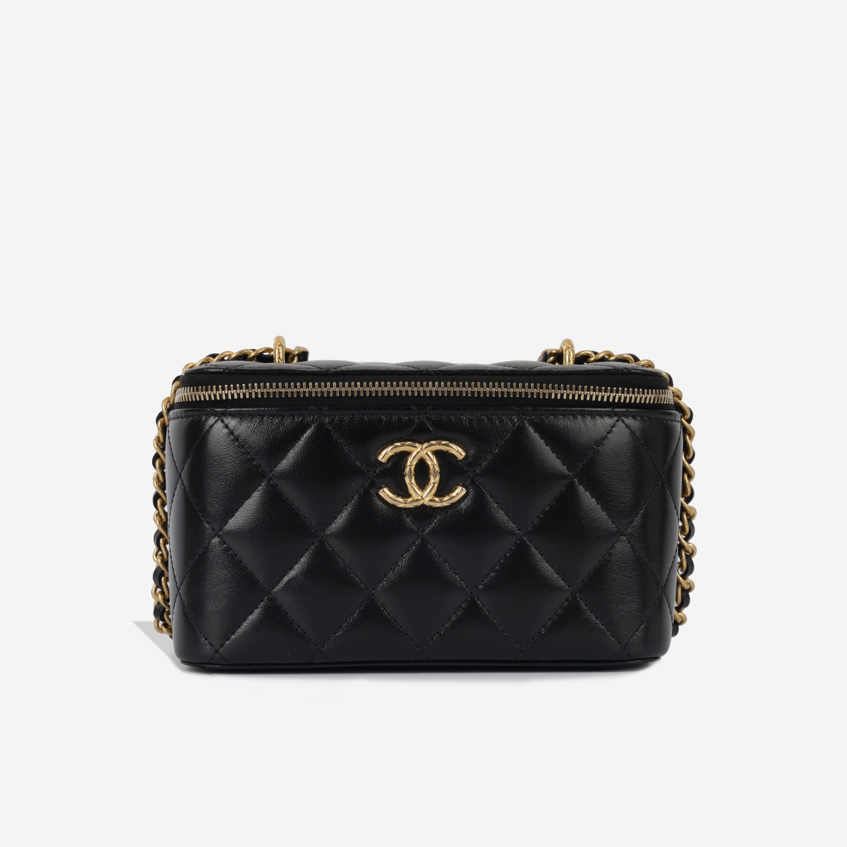 Chanel - Small Vanity Case with Chain - Black Lambskin - CGHW