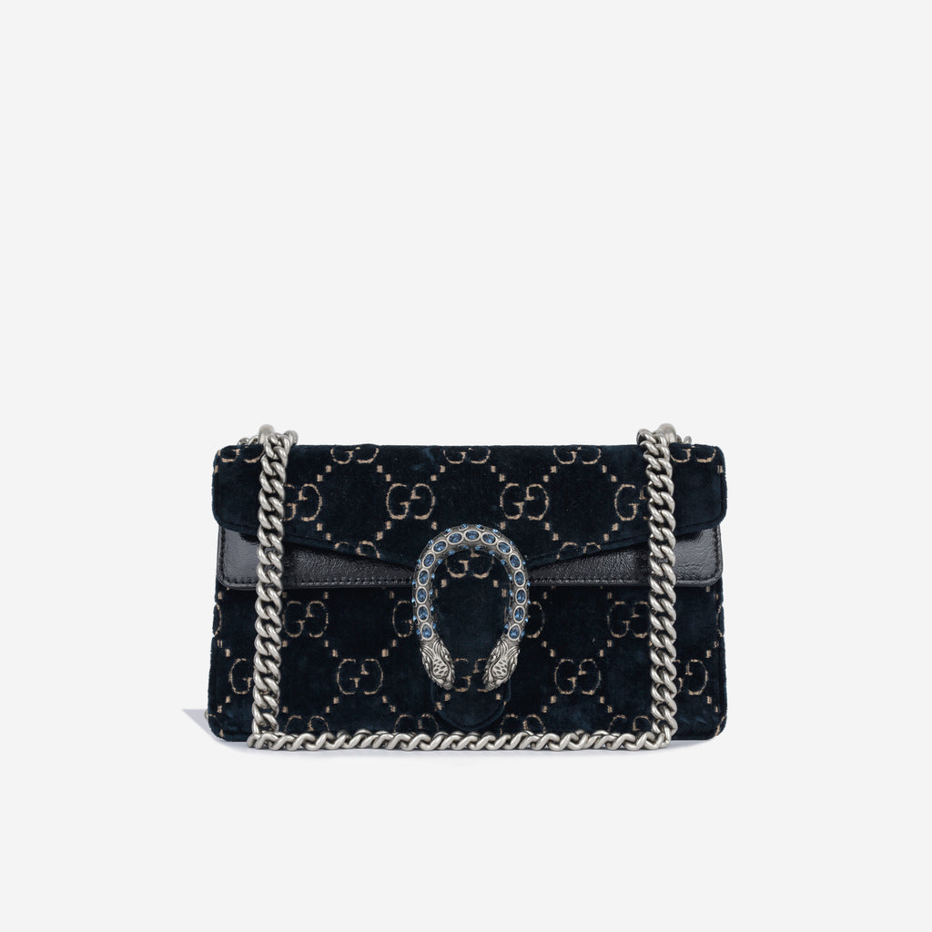 Gucci Dionysus GG Small Shoulder Bag Navy Velvet SHW Bagista