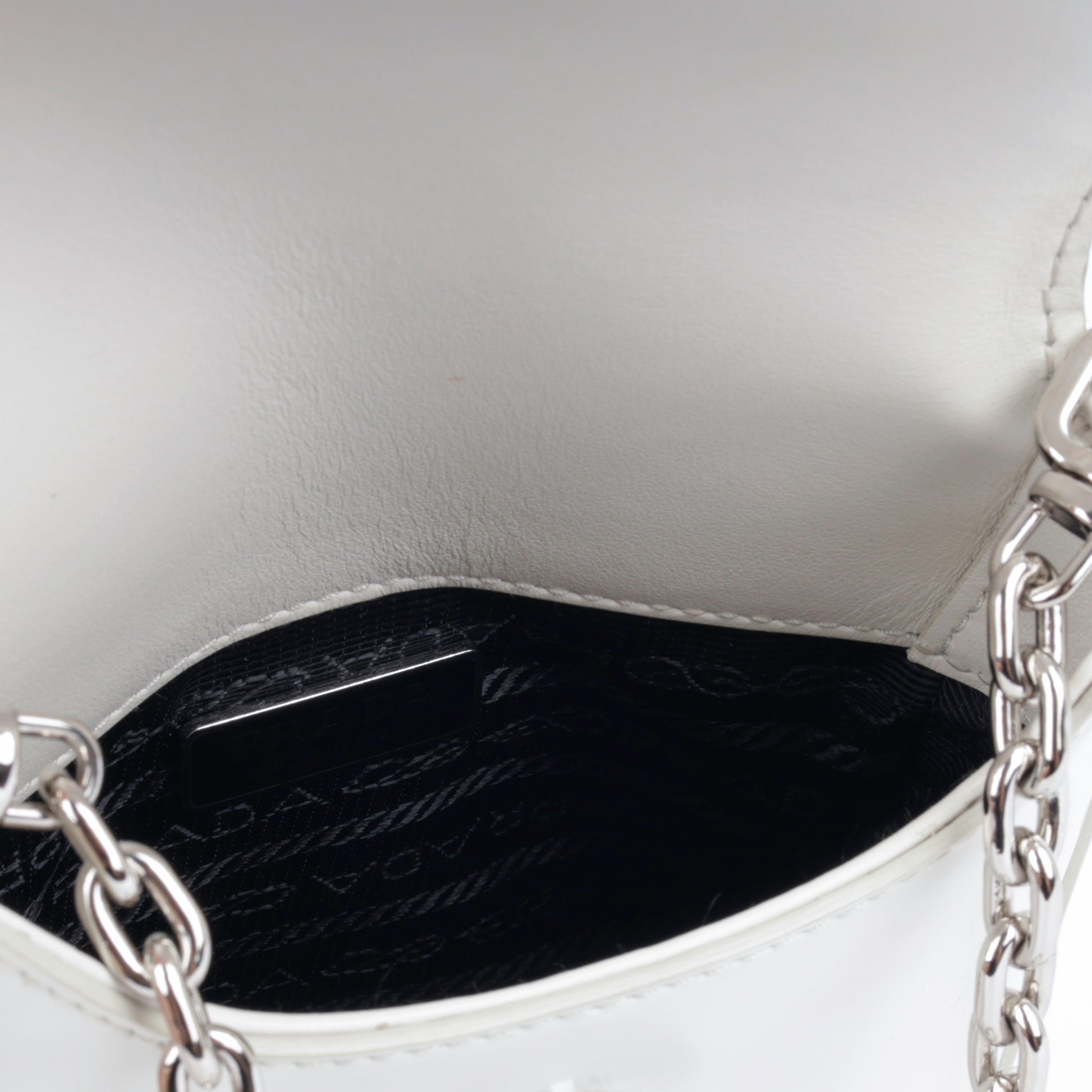 Prada Cleo Prada Bag With Silver Chain Prada Cleo Crossbody White