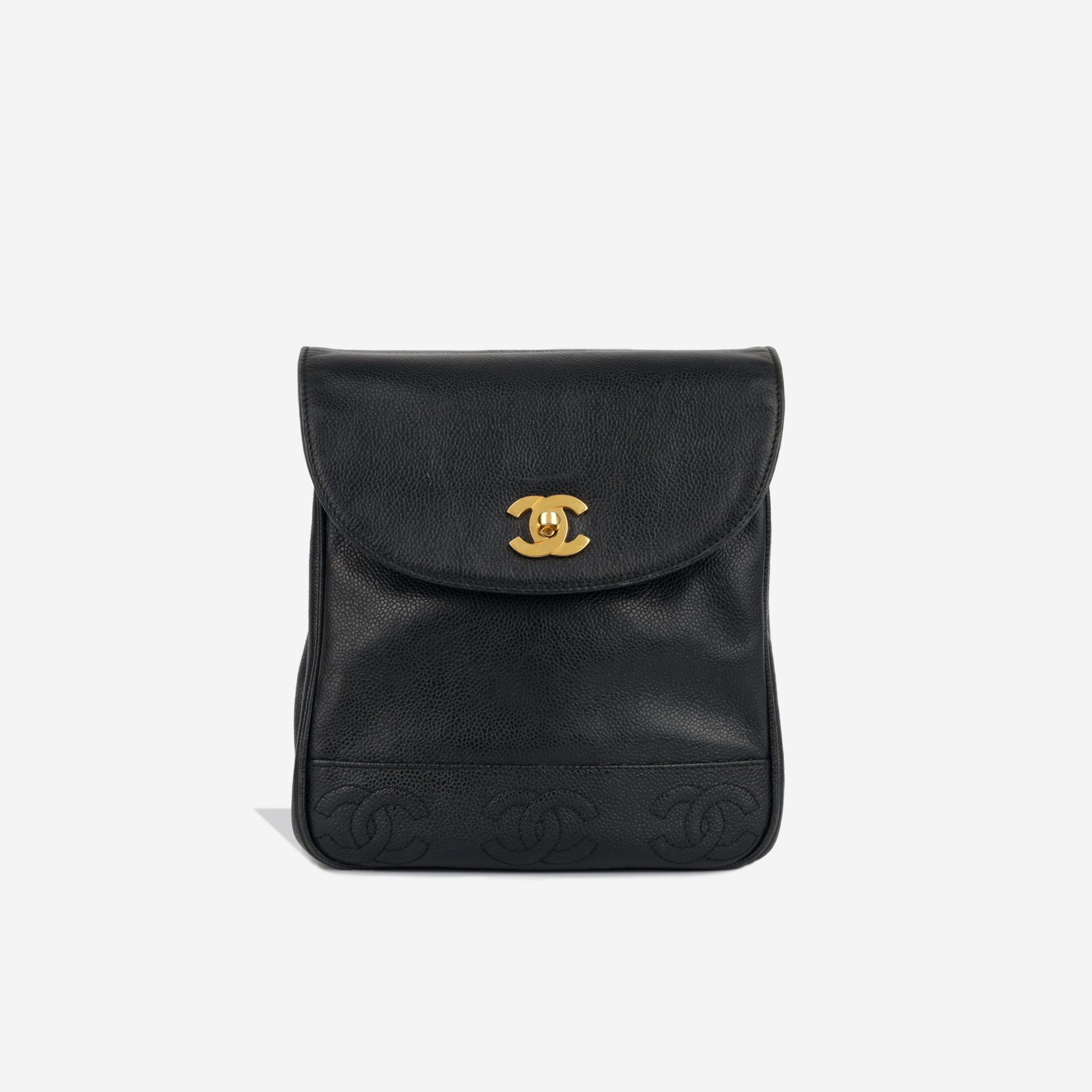 Chanel - Vintage Triple CC Backpack - Black Caviar GHW - 1996/97