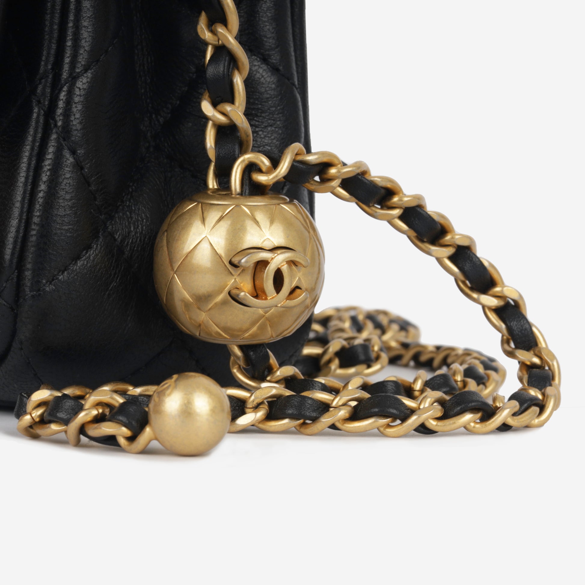 Chanel Classic Pearl Crush Mini Flap Black Lambskin GHW