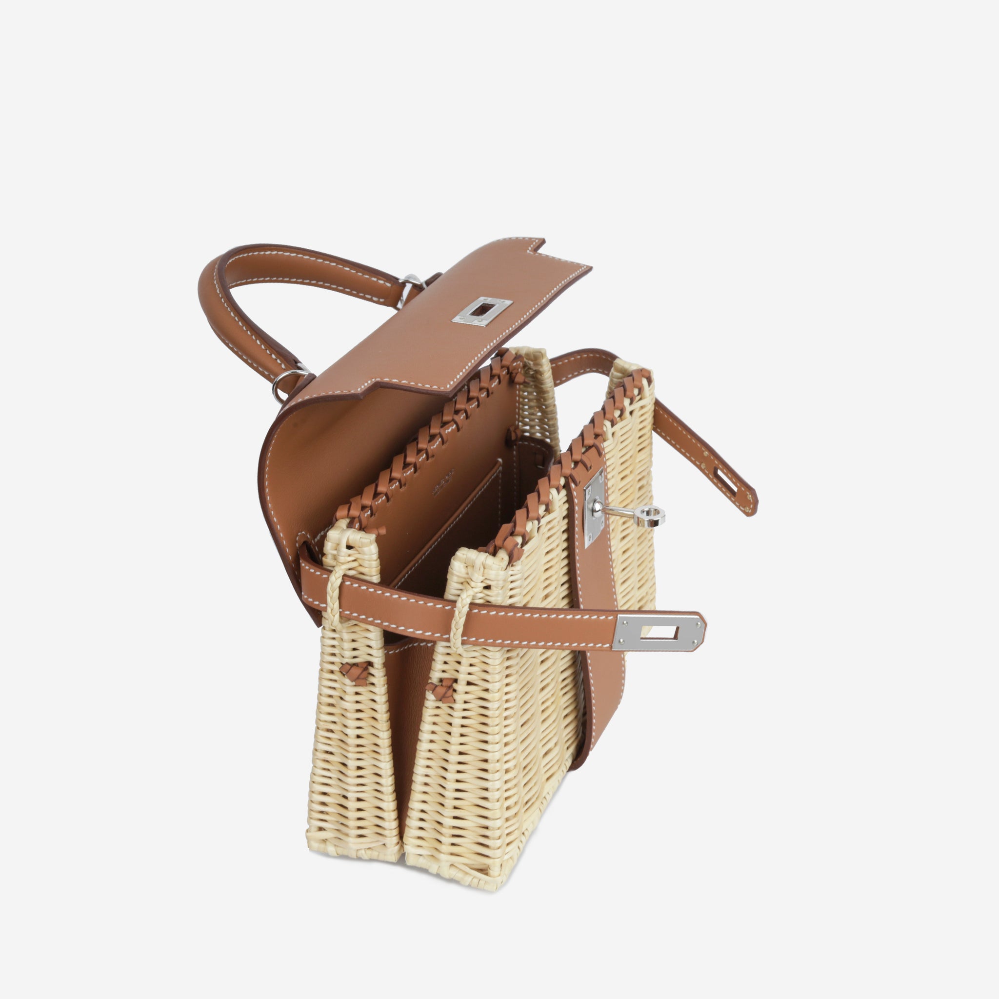 Auth Spa - Dịch Vụ Spa Túi Xách, Giày Dép Authentic Tại HCM. Hermès - Fauve Barenia / Osier Wicker Picnic Mini Kelly - Palladium Hardware - 2022 | Bagista