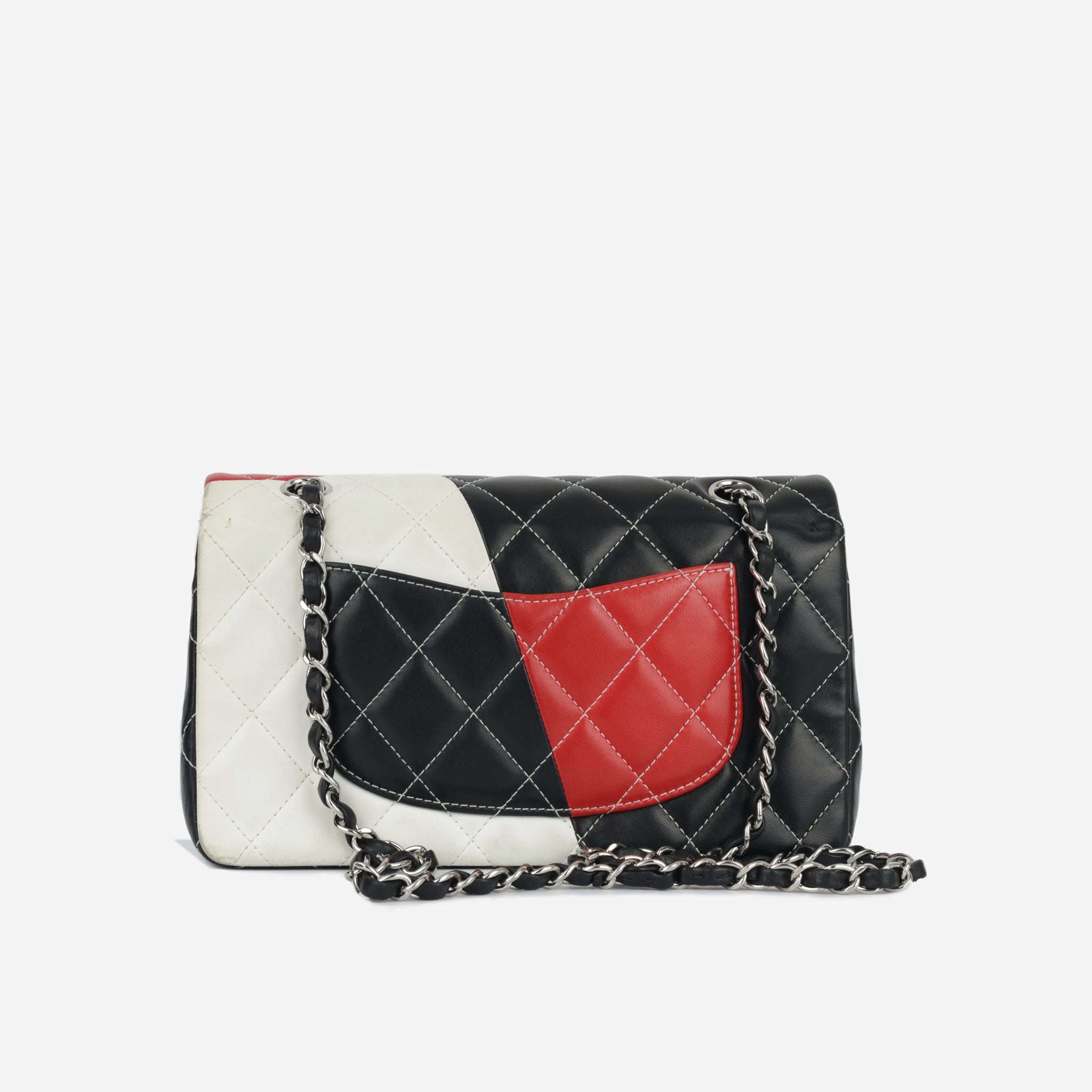 Chanel - Colorblock Flap Bag - Medium - Red / White / Black Lambskin - SHW  - 2013