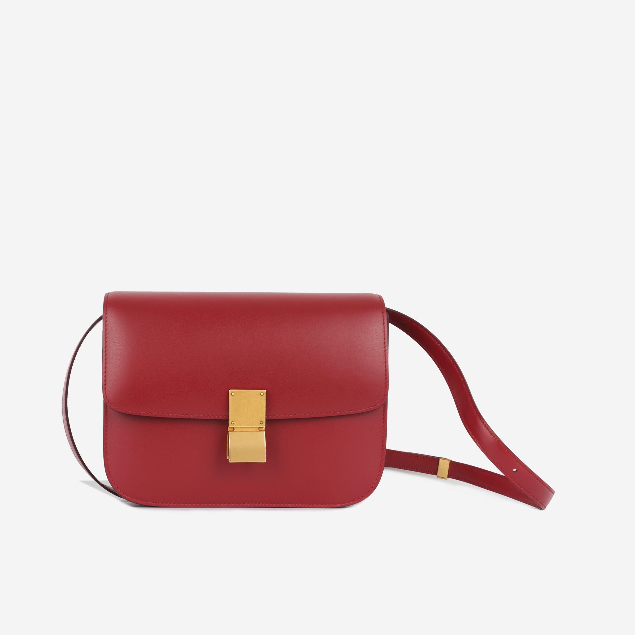 Celine - Medium Box Bag - Red Box Calfskin GHW - Pre-Loved