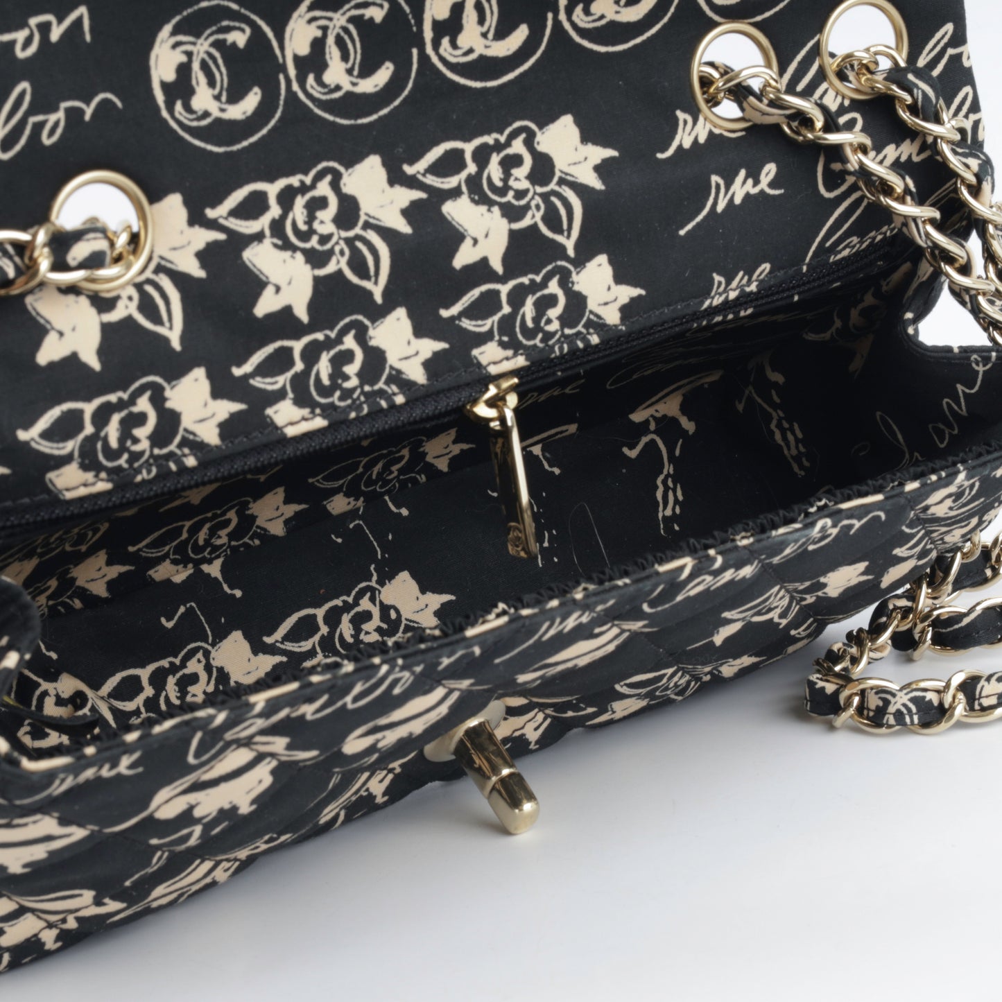 Vintage Coco Print Fabric Flap