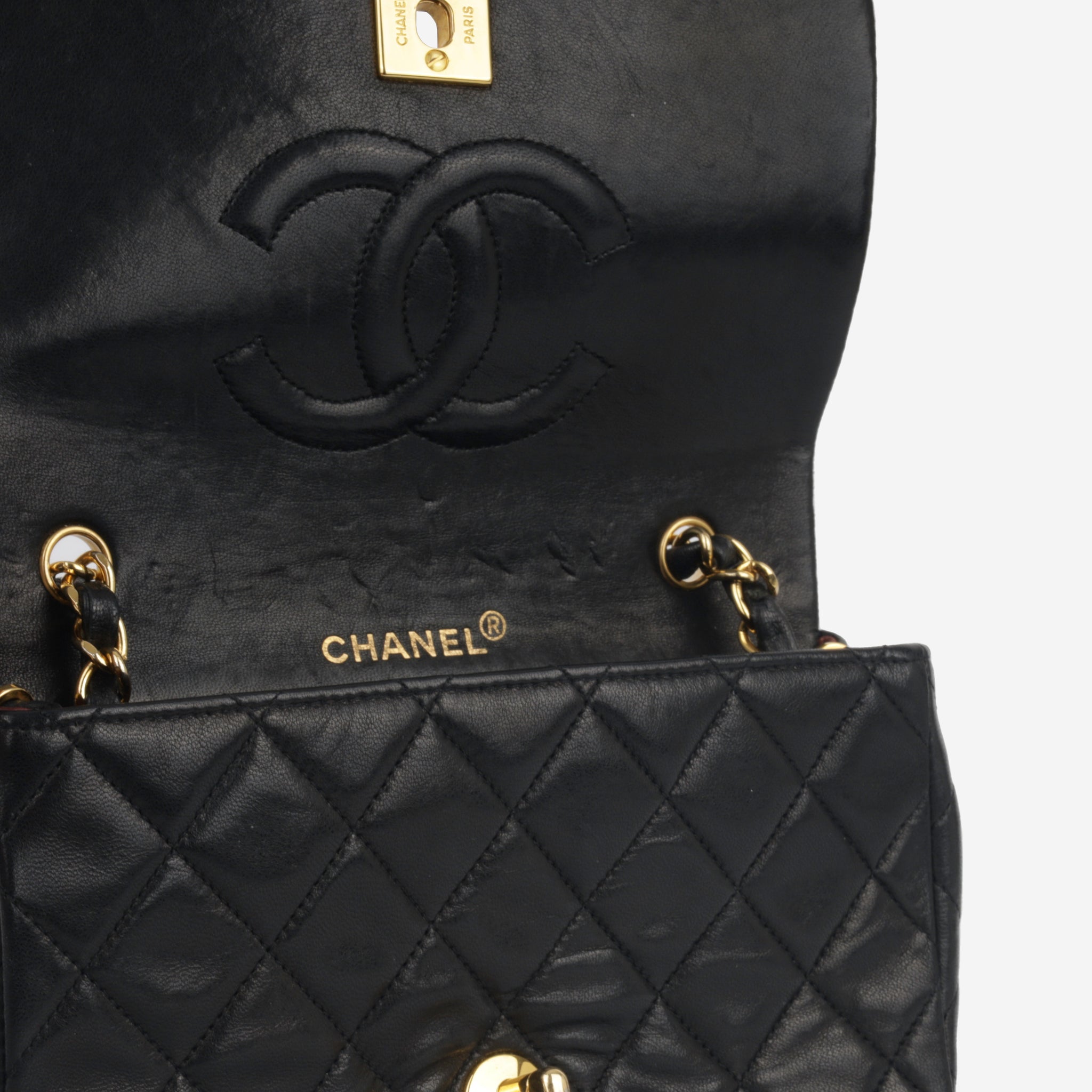 VINTAGE CHANEL SMALL BLACK JERSEY CLASSIC FLAP BAG