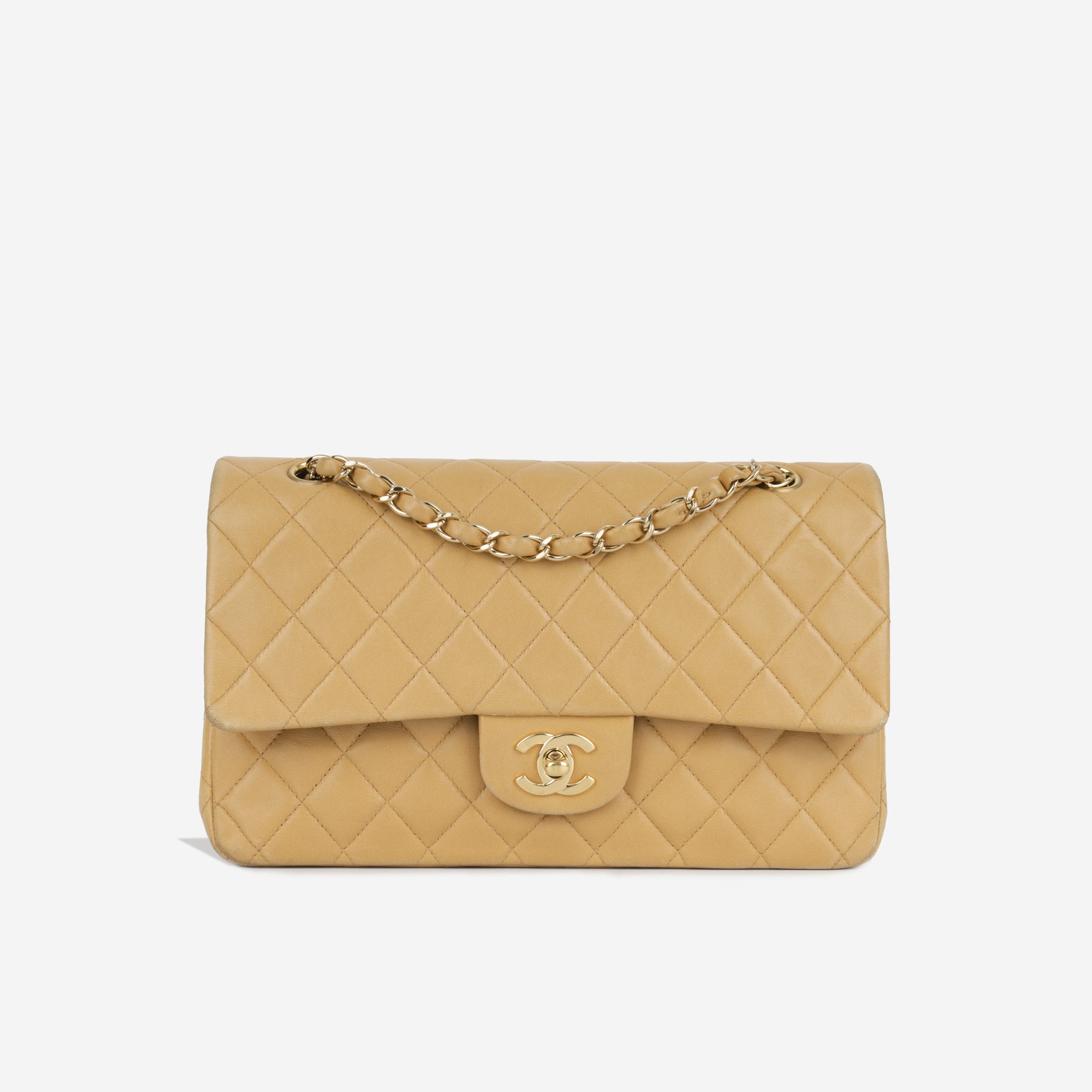 Chanel - Vintage Medium Classic Flap Bag - Beige Lambskin - GHW - 2002