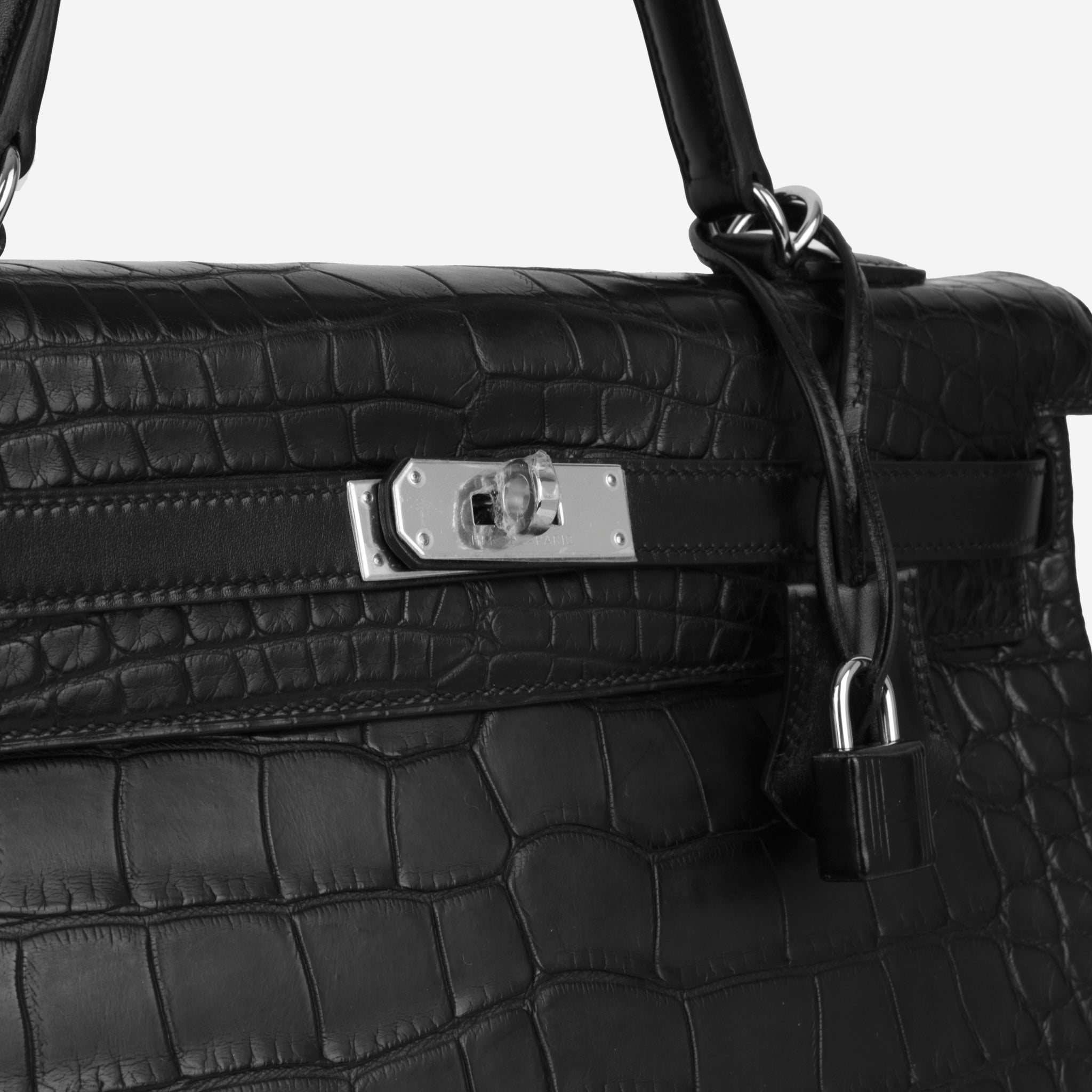 Hermes Kelly 35 Black Tri-leather Bag Alligator Box Clemence Palladium –  labelluxe
