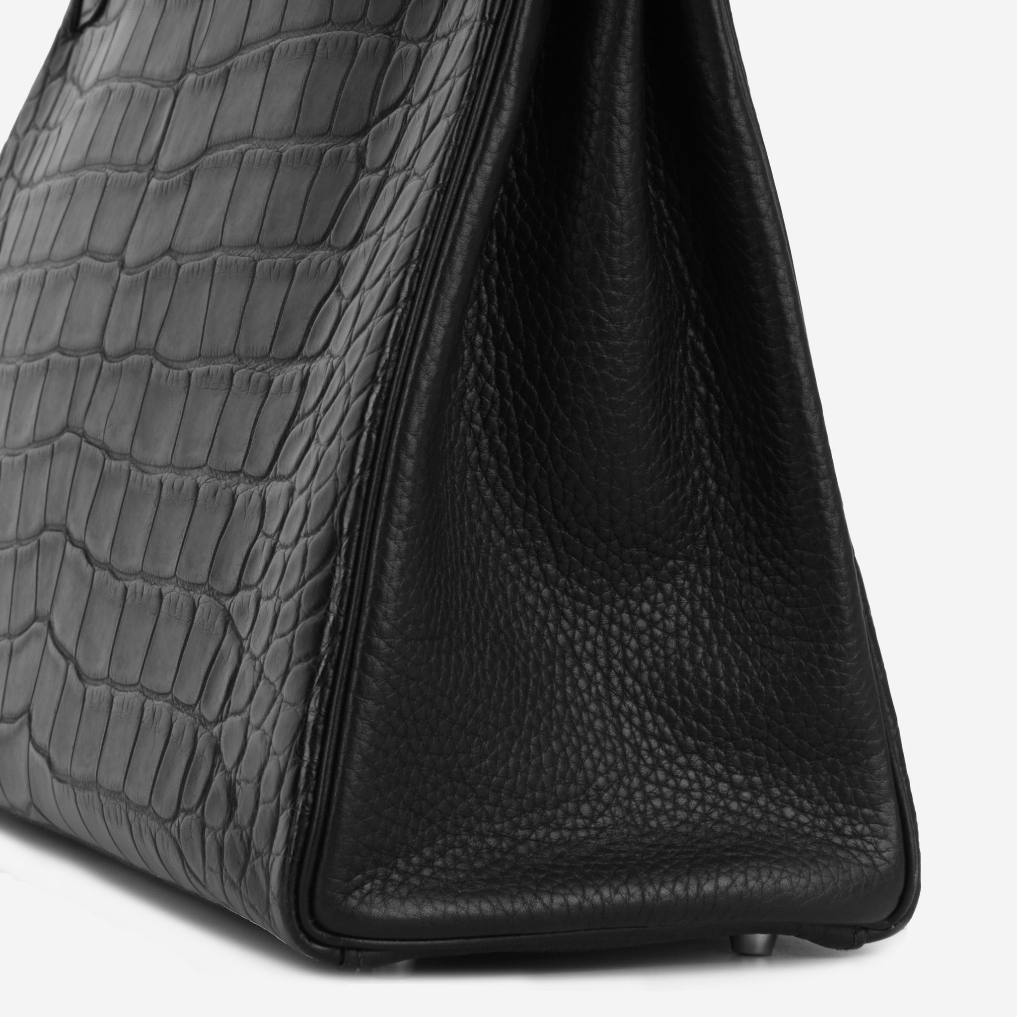 Hermes Kelly 35 Black Tri-leather Bag Alligator Box Clemence Palladium –  labelluxe