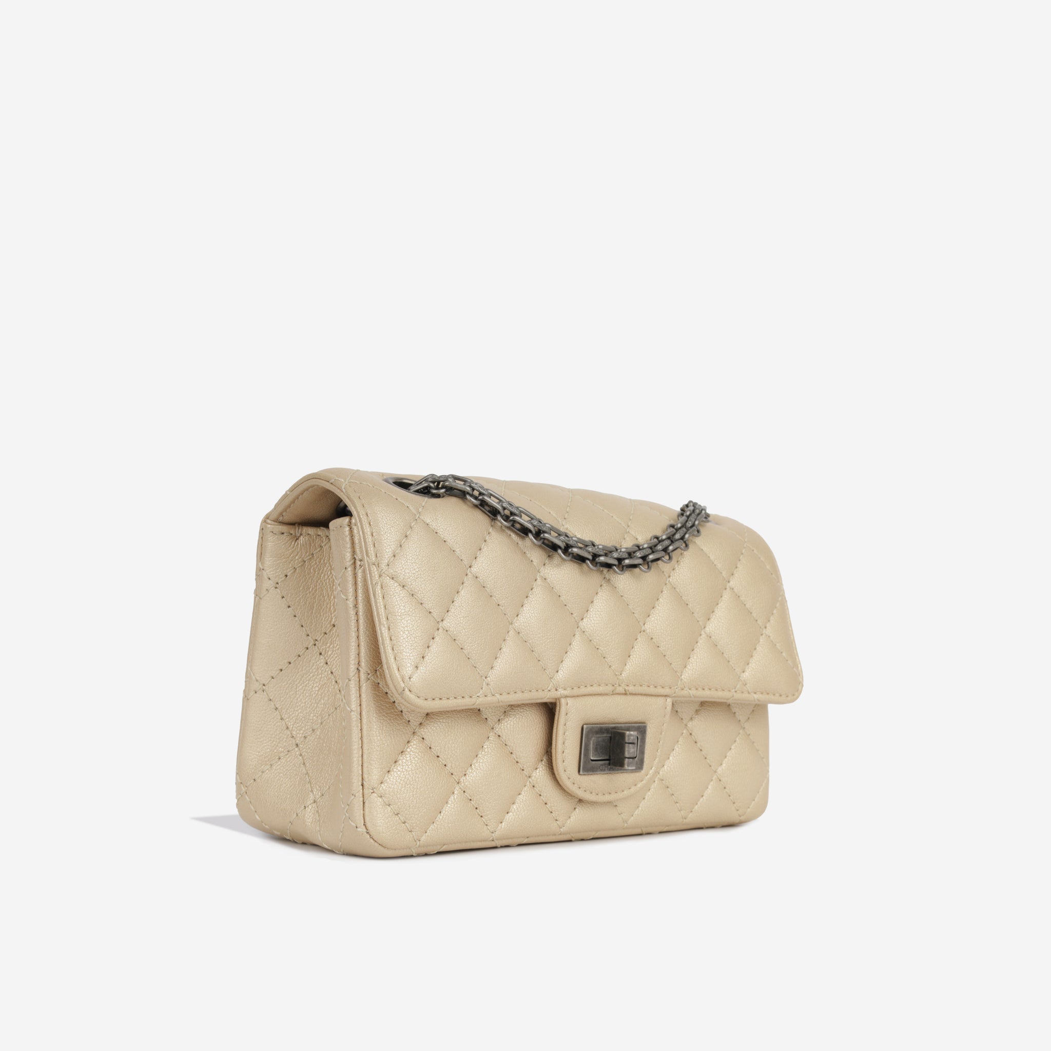 Chanel - Mini 2.55 Handbag - Champagne Aged Calfskin - RHW - 2019
