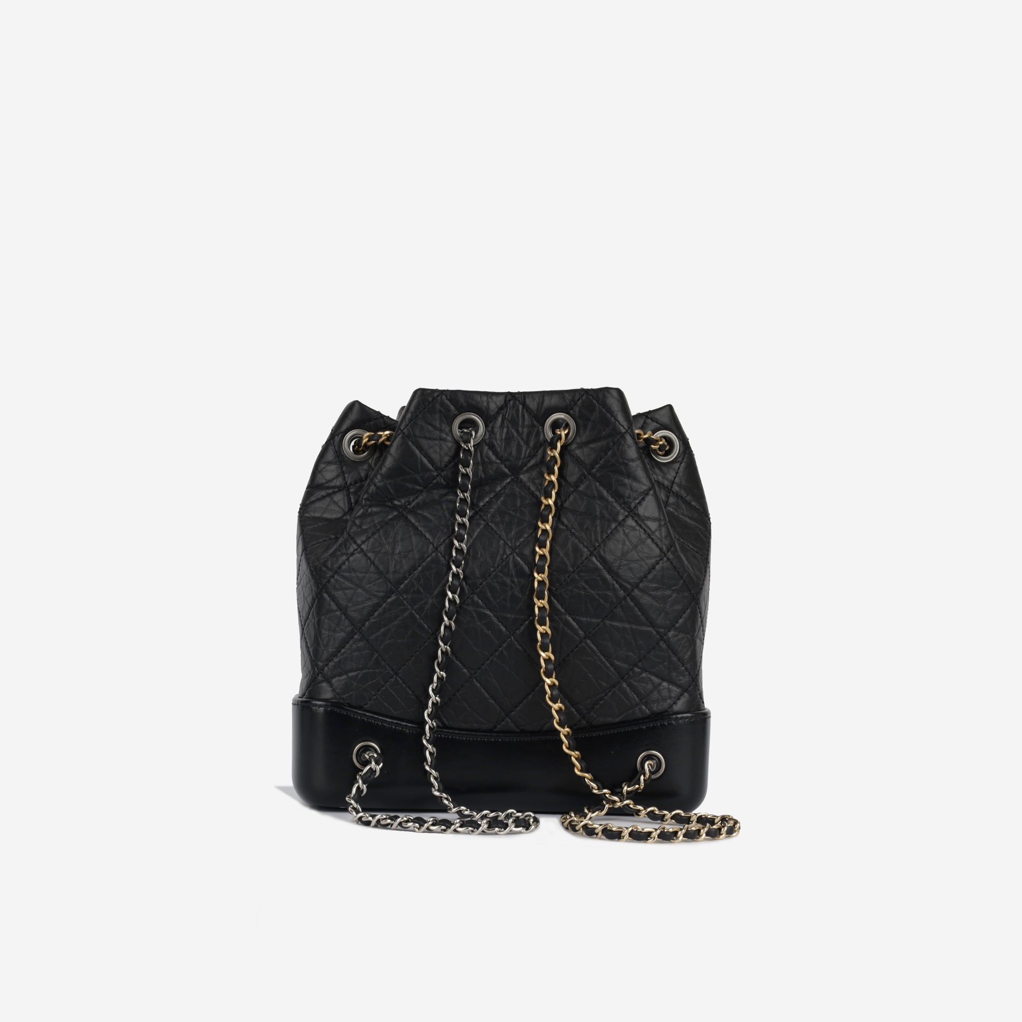 Chanel - Small Gabrielle Backpack - Black Aged Calfskin MHW