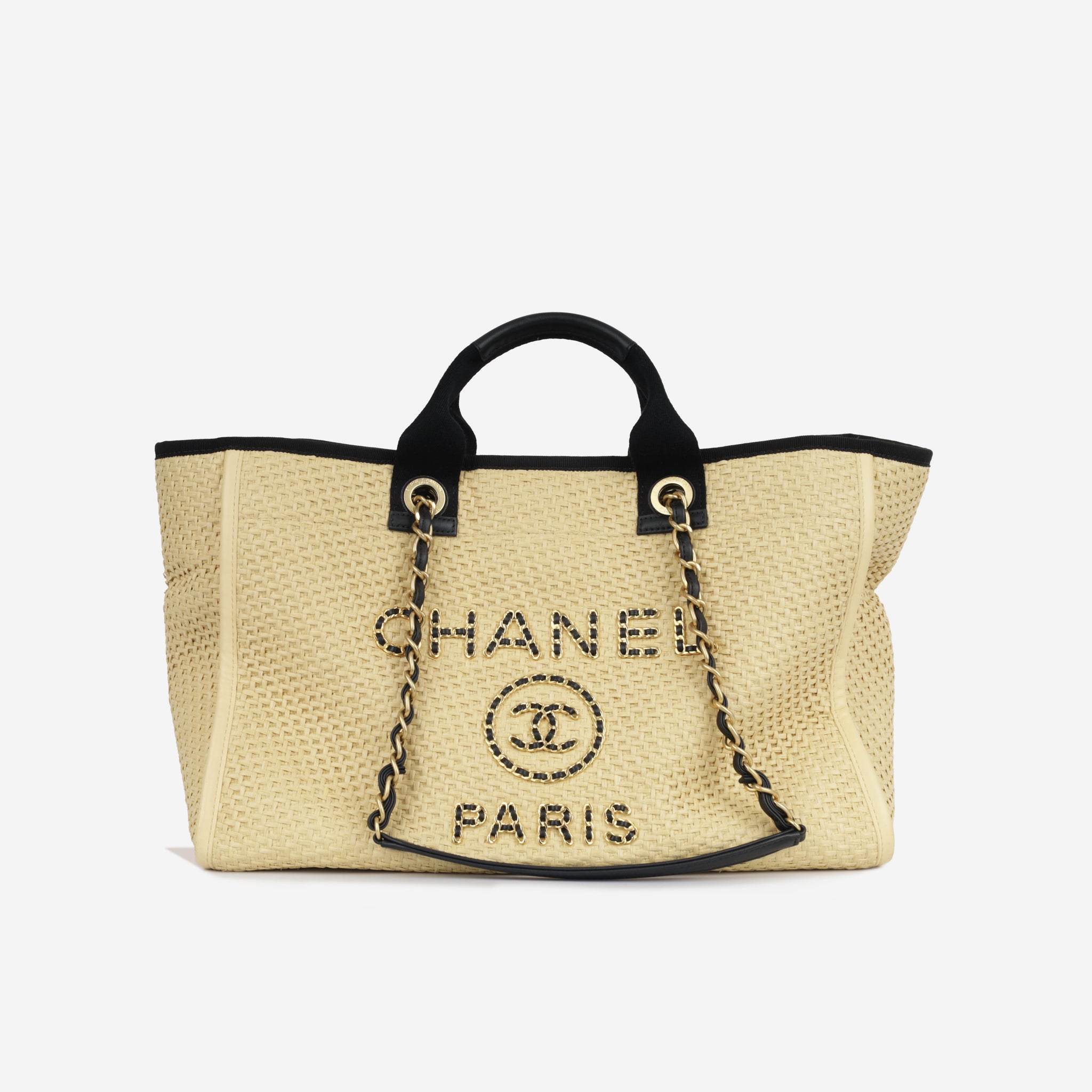 Chanel Deauville Chain Raffia Tote - Yellow Totes, Handbags - CHA797805
