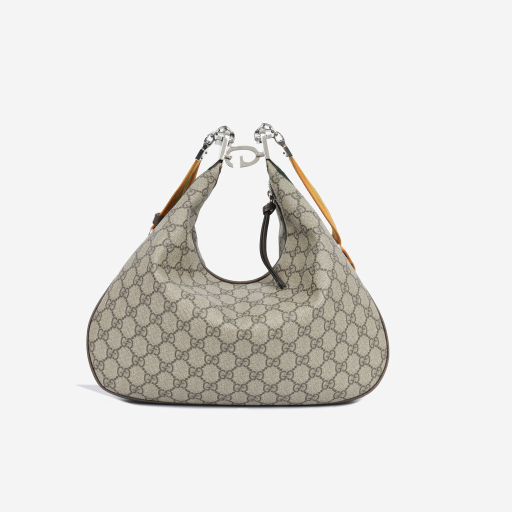 Gucci Red Monogram GG Canvas Accessory Pouch Silver Hardware (Like New), Womens Handbag