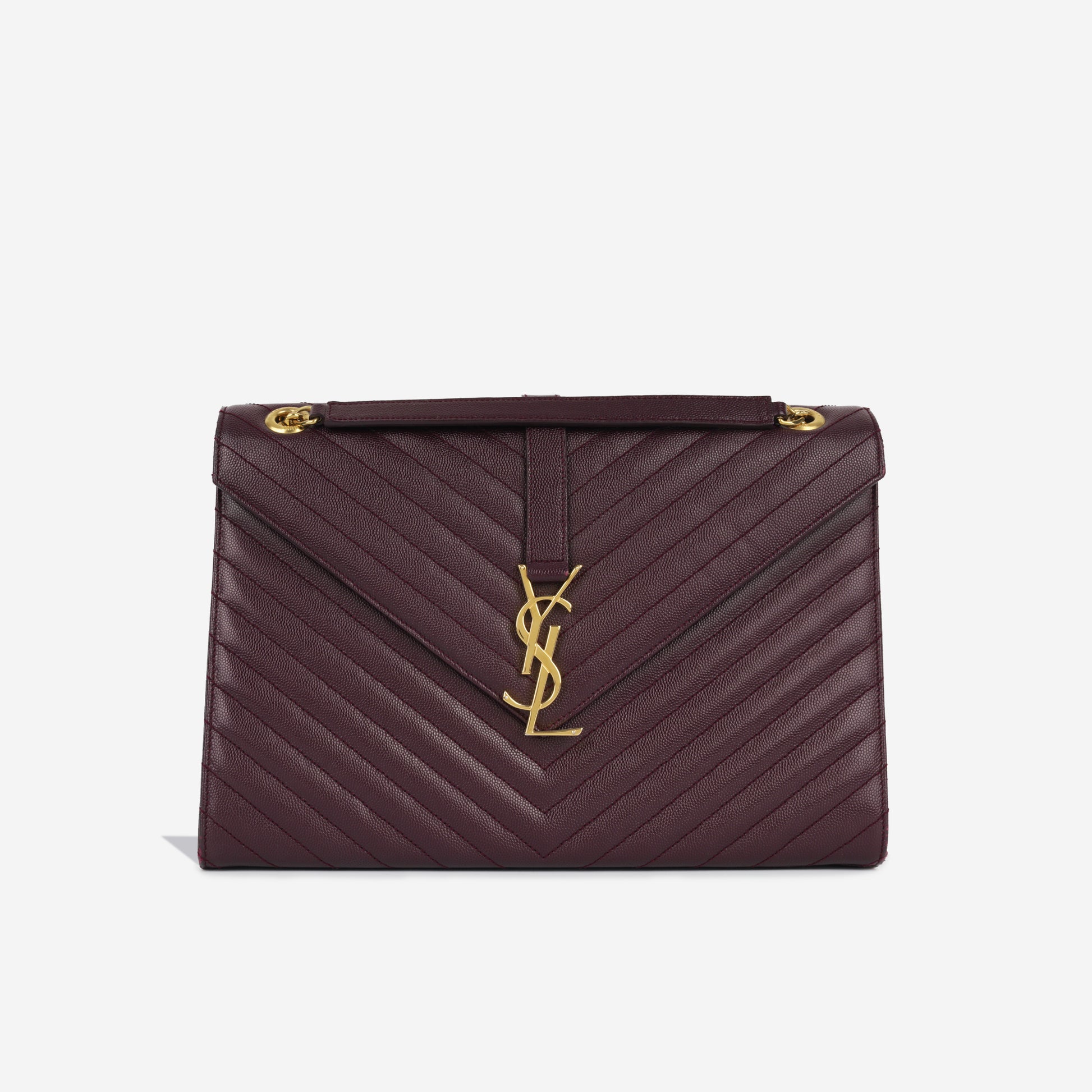 Saint Laurent Envelope Bag Large Burgundy Grained GHW Pre