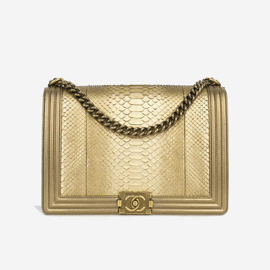 Large Boy Bag - Gold Python