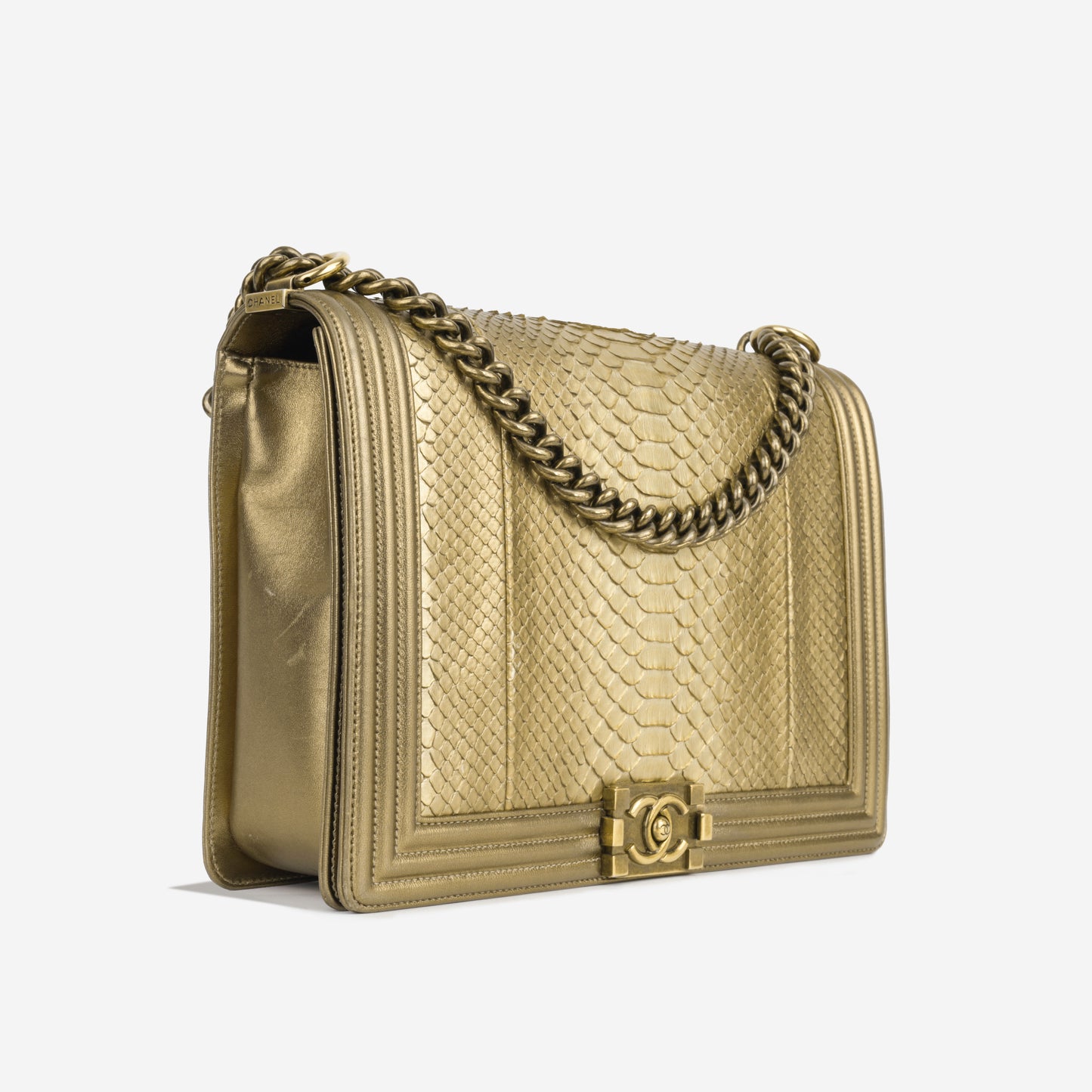 Large Boy Bag - Gold Python