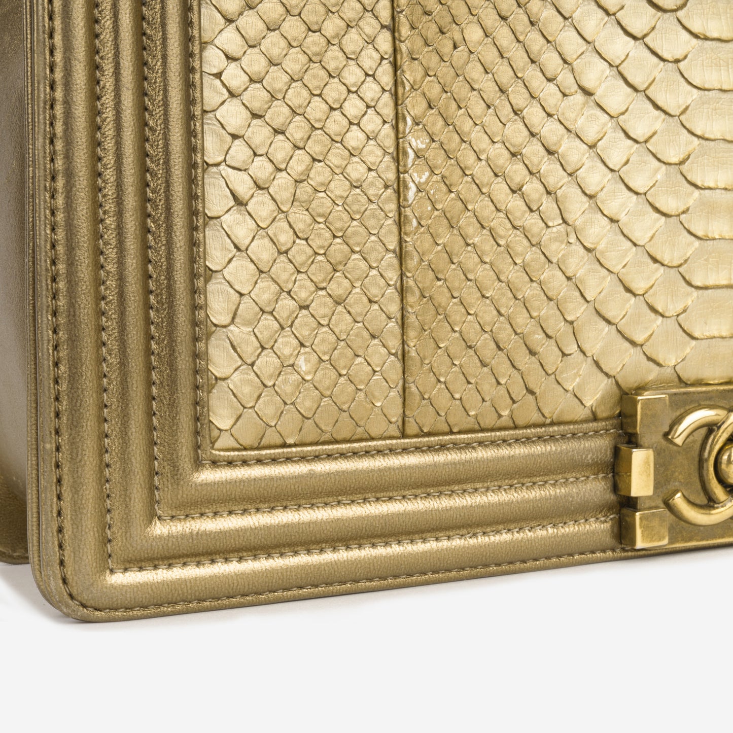 Large Boy Bag - Gold Python