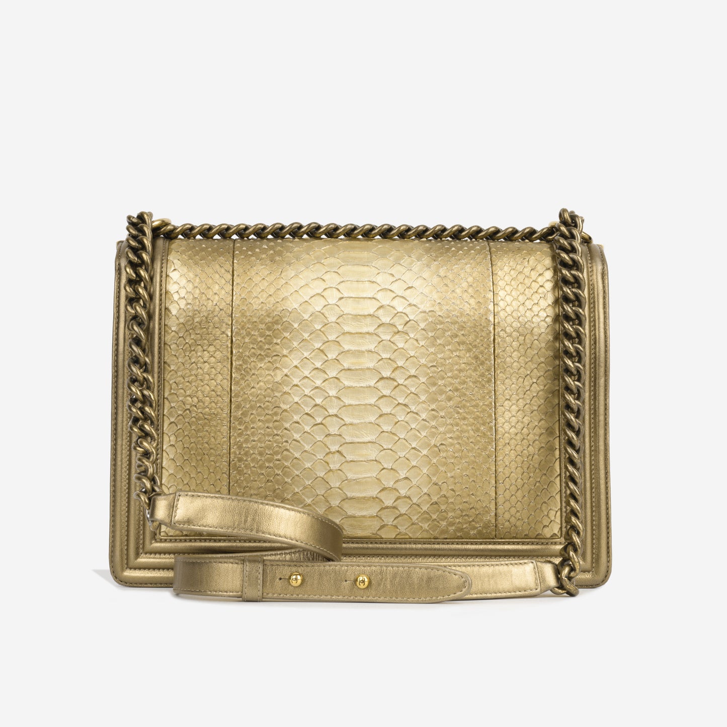 Large Boy Bag - Gold Python