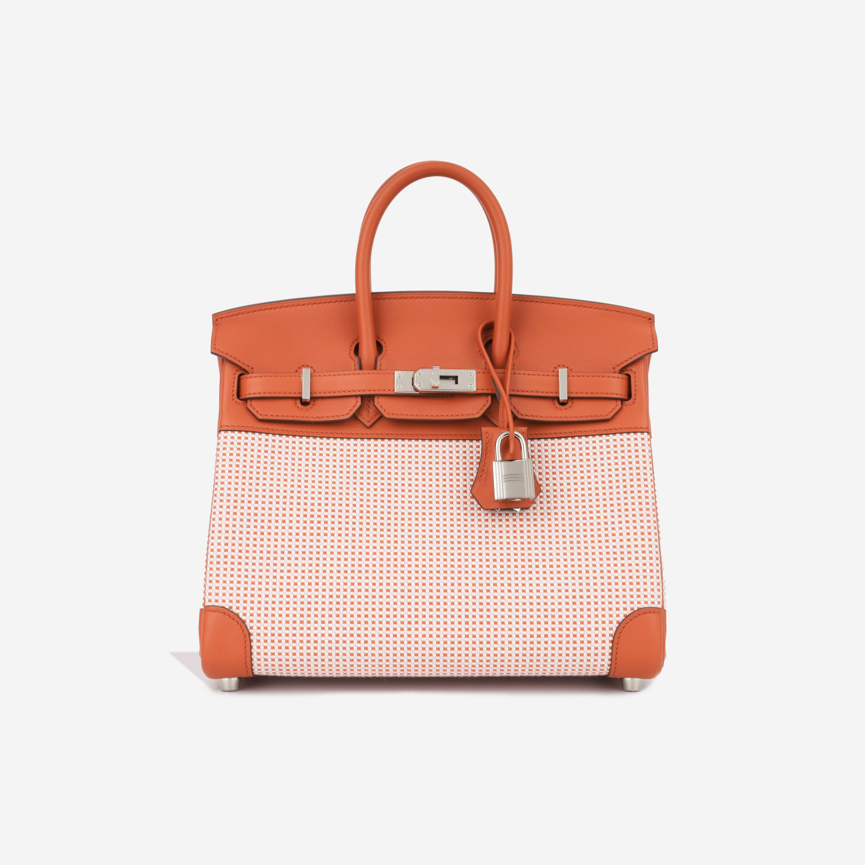 Hermès - Birkin 25 Toile - Brique Swift / Brique/Écru/ Mauve