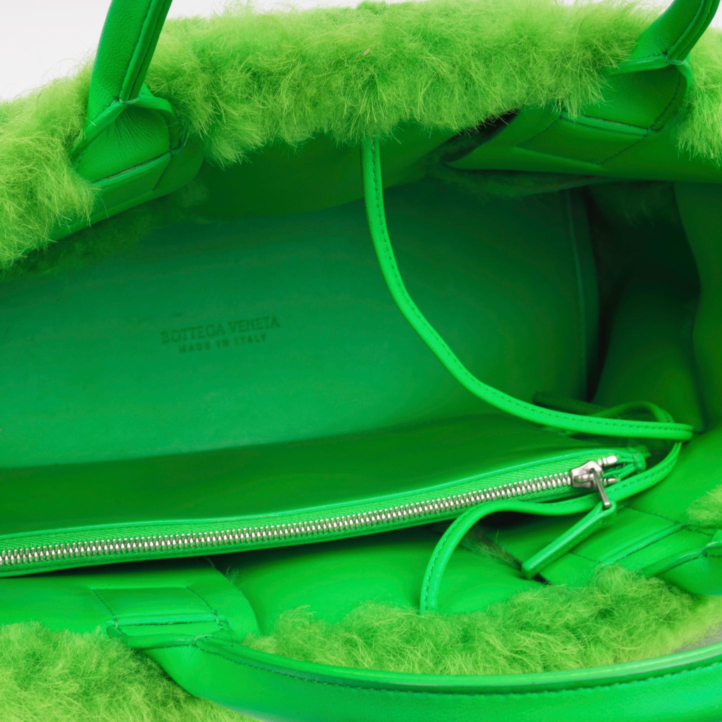 Small Arco Tote - Green Shearling