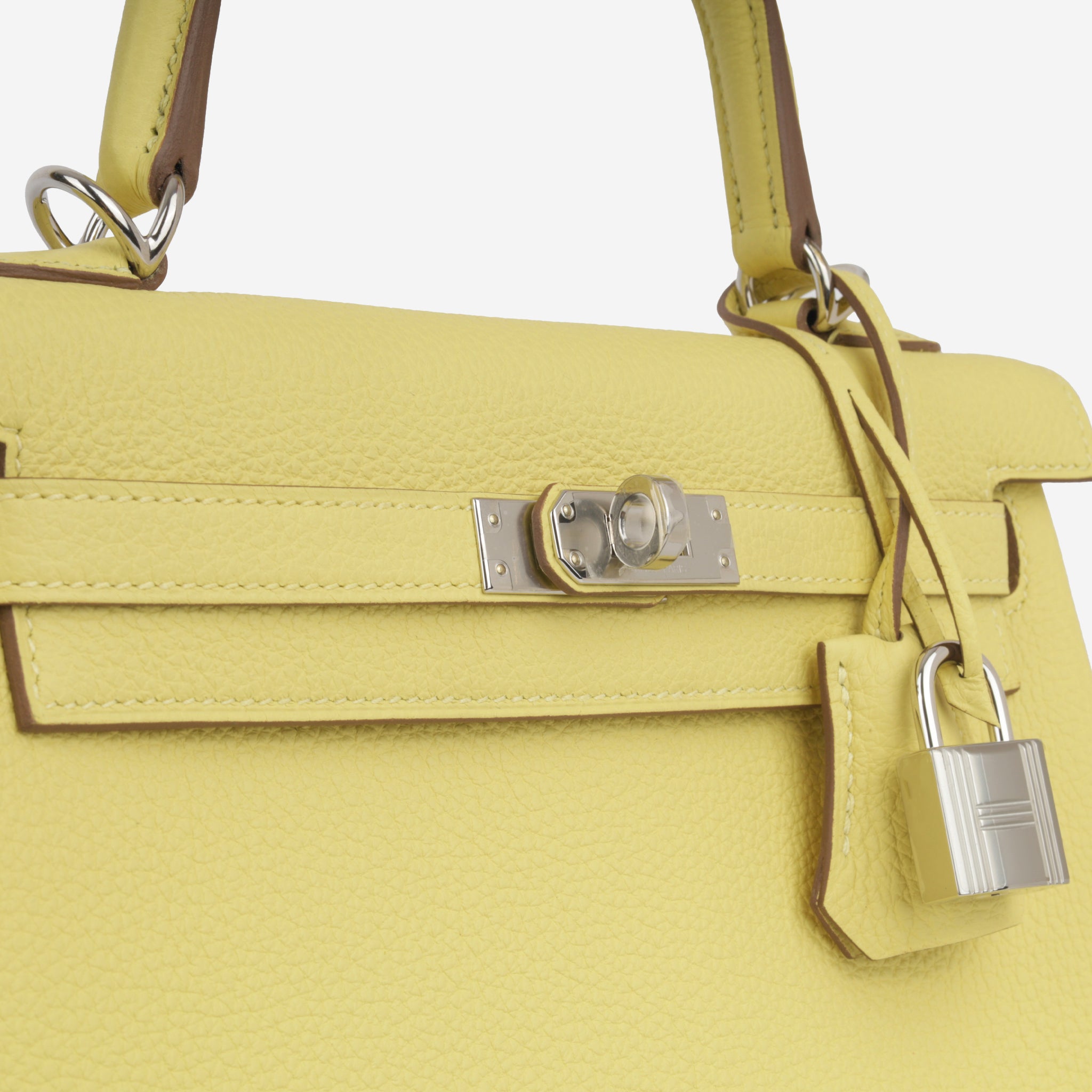 NEW HERMES JAUNE POUSSIN YELLOW KELLY 25 BAG EPSOM PHW HANDBAG TOTE PURSE  BIRKIN